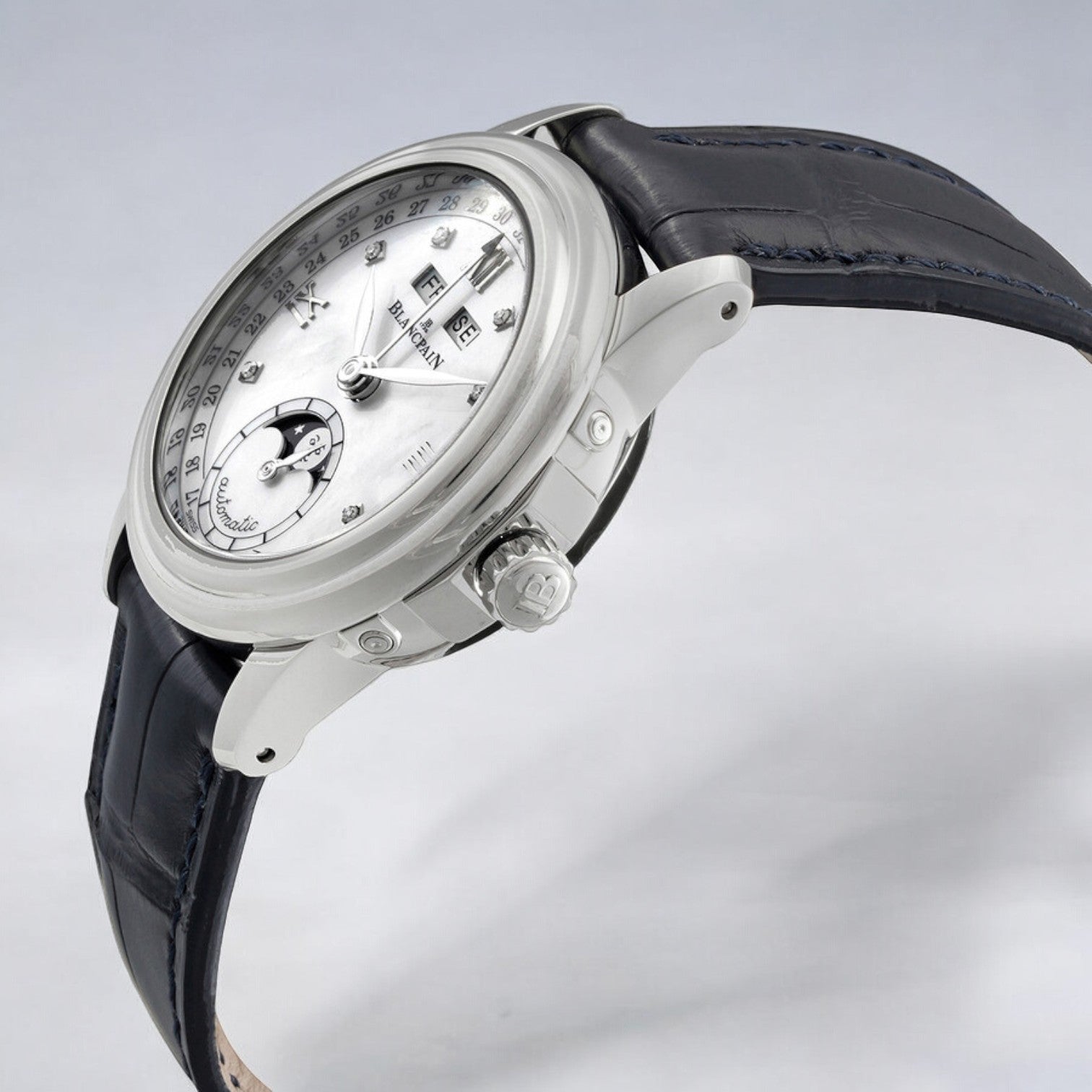 Quantieme Complet Leman Automatic White Mother of Pearl Dial