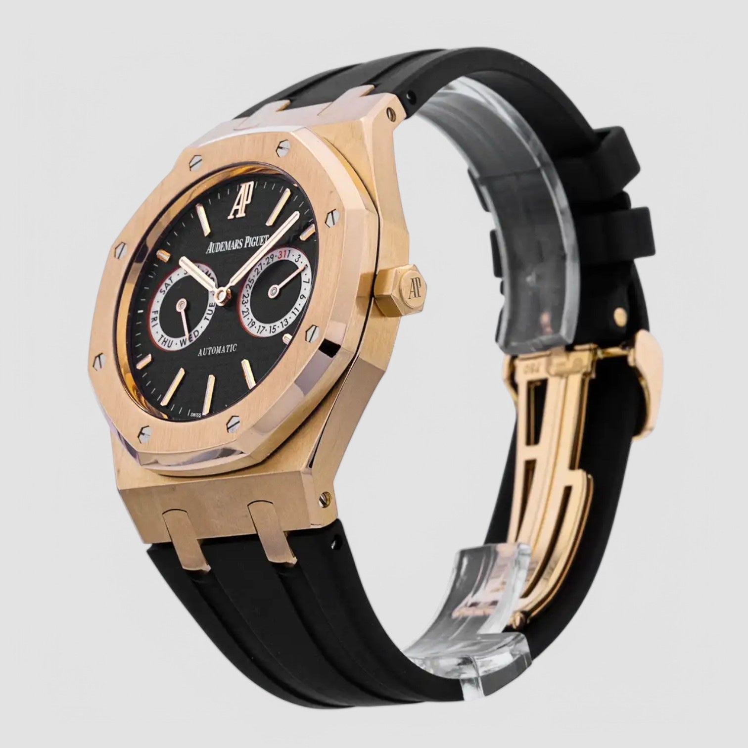 Royal Oak Day Date Black Dial 18K RG / Alligator