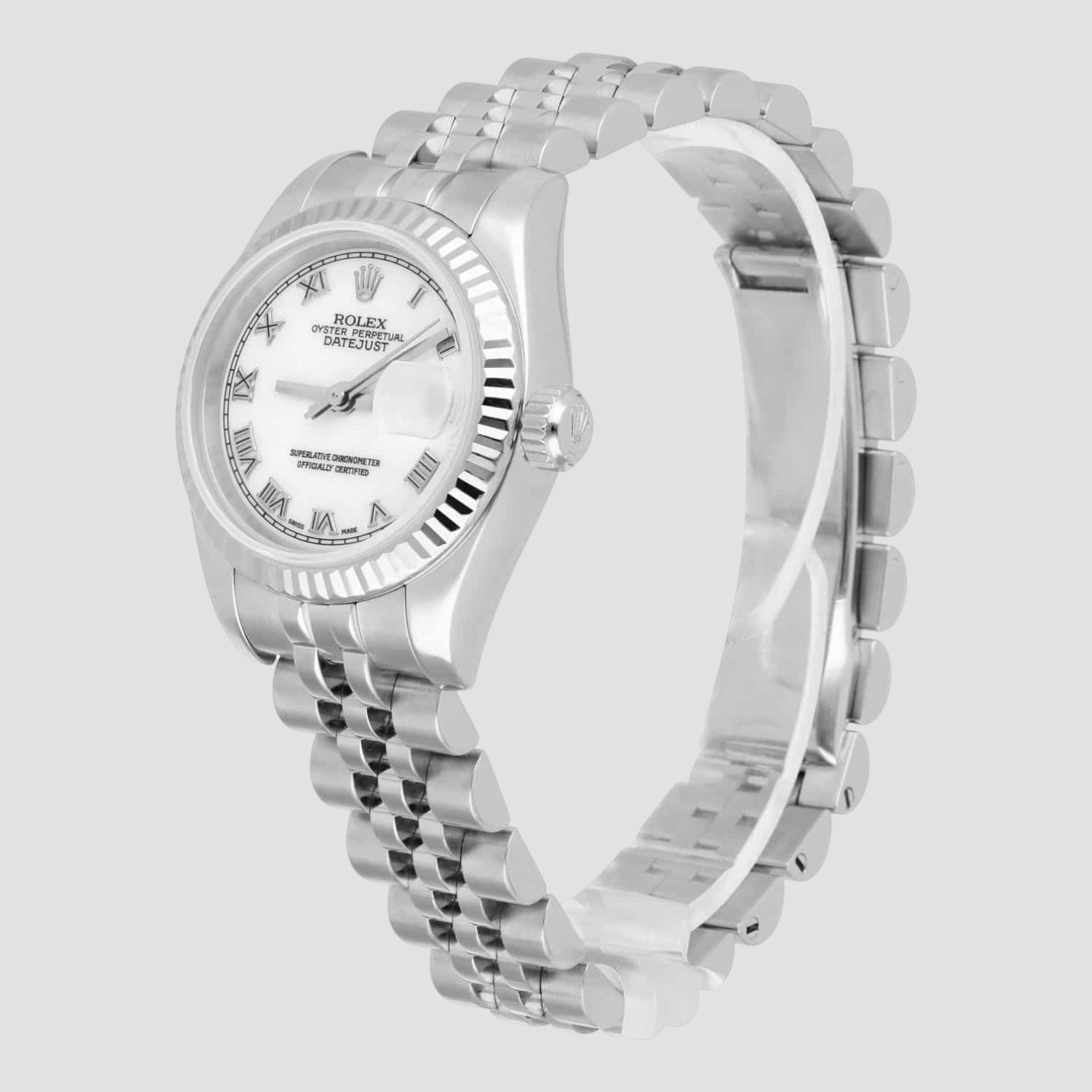 Lady-Datejust 26mm Steel & White Gold Watch Roman Dial