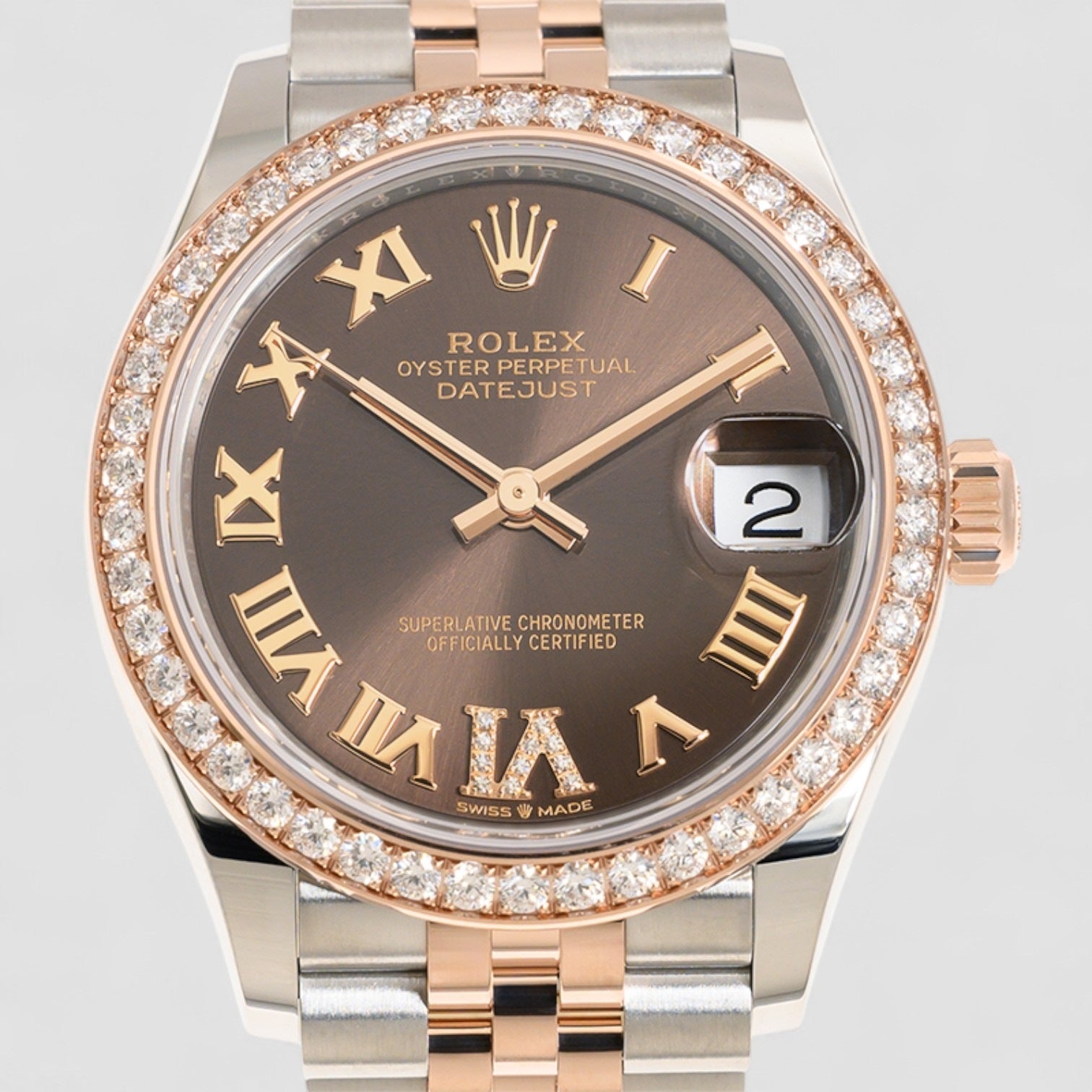 Datejust 31 Automatic Chocolate Dial Chronometer Diamond Bezel Ladies Watch