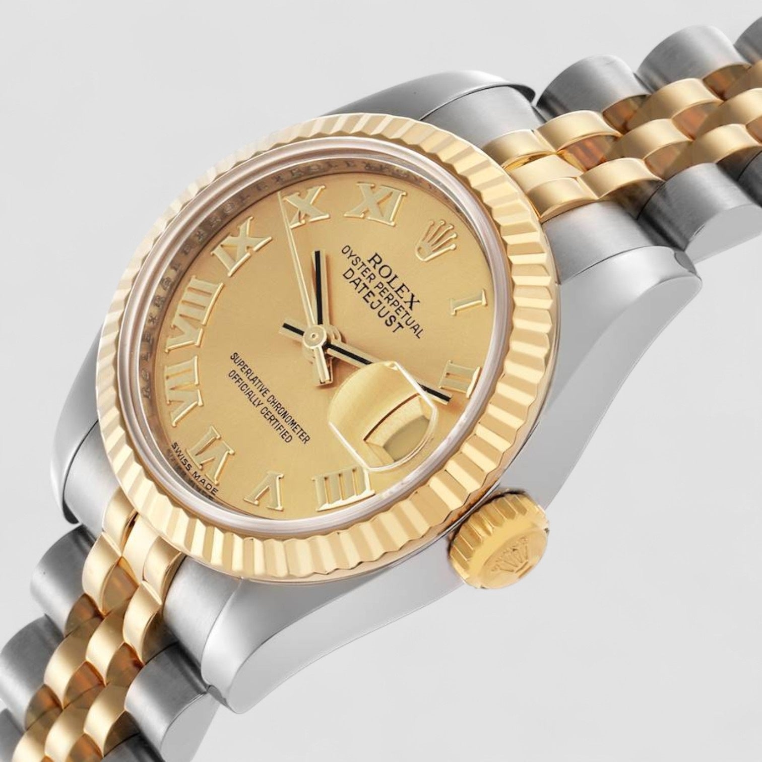 Lady-Datejust 26 Champagne Roman Numeral Jubilee Bracelet Watch