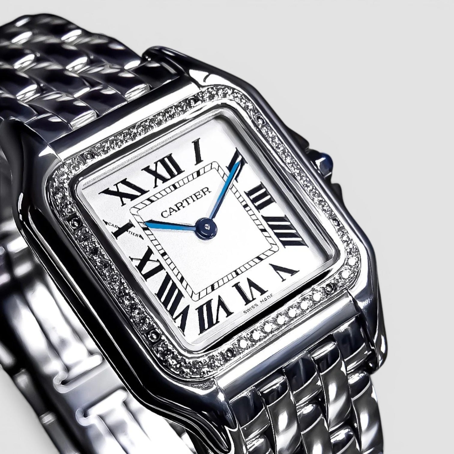 Medium - Steel - Quartz Movement - Custom Diamond-Set