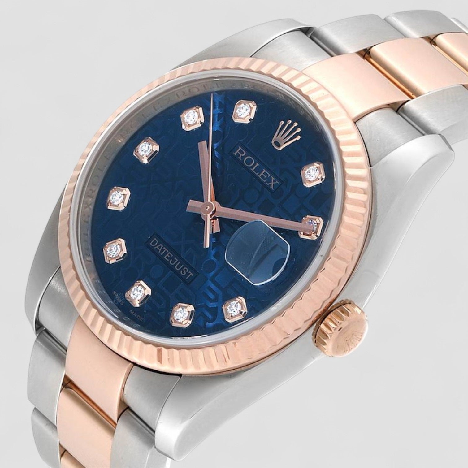 Datejust Steel Rose Gold Blue Diamond Dial Unisex Watch