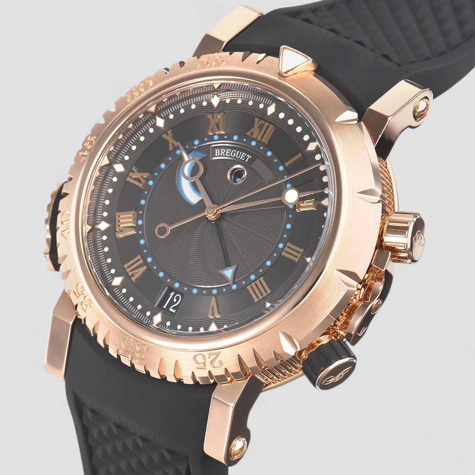 Marine Royale Rose Gold Leather Strap Mens Watch