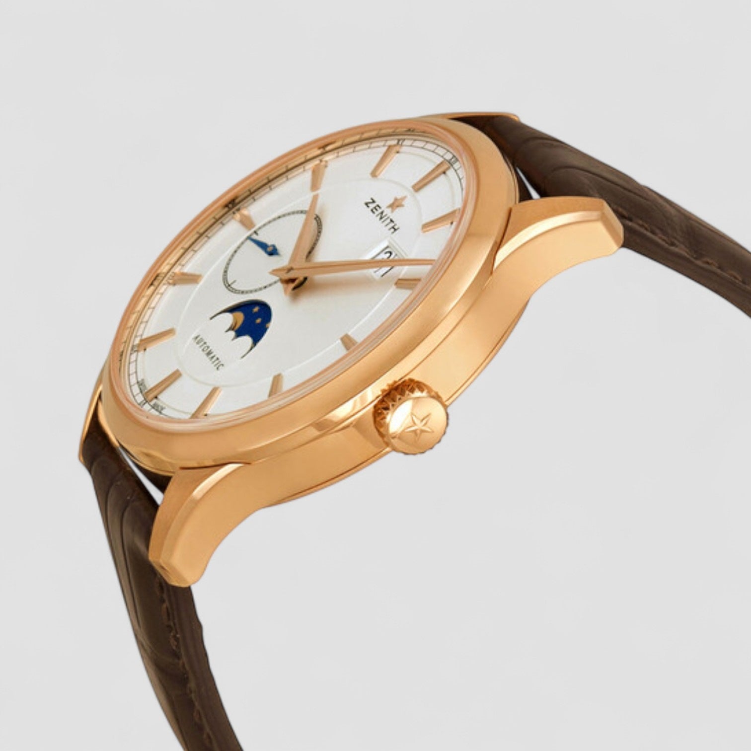 Captain Moonphase Silver Dial 18kt Rose Gold Men's Watch