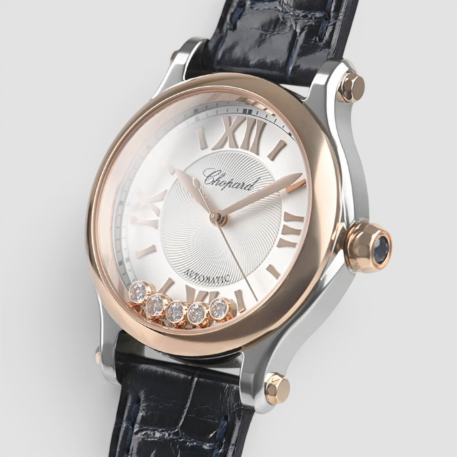 Happy Sport Automatic 33mm Rose Gold Silver Dial