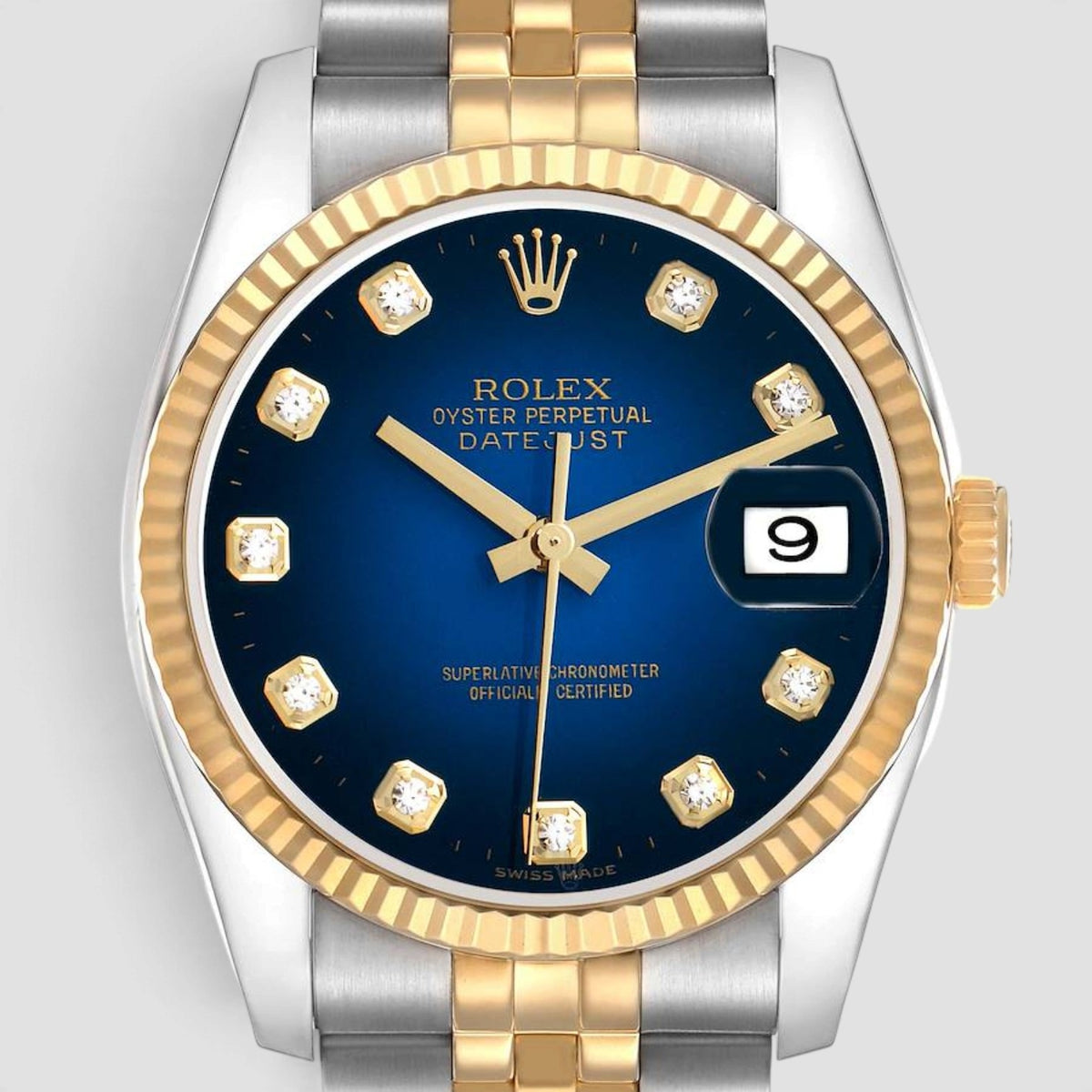 Datejust 36 Blue Smoked Vignette Diamond Dial Jubilee