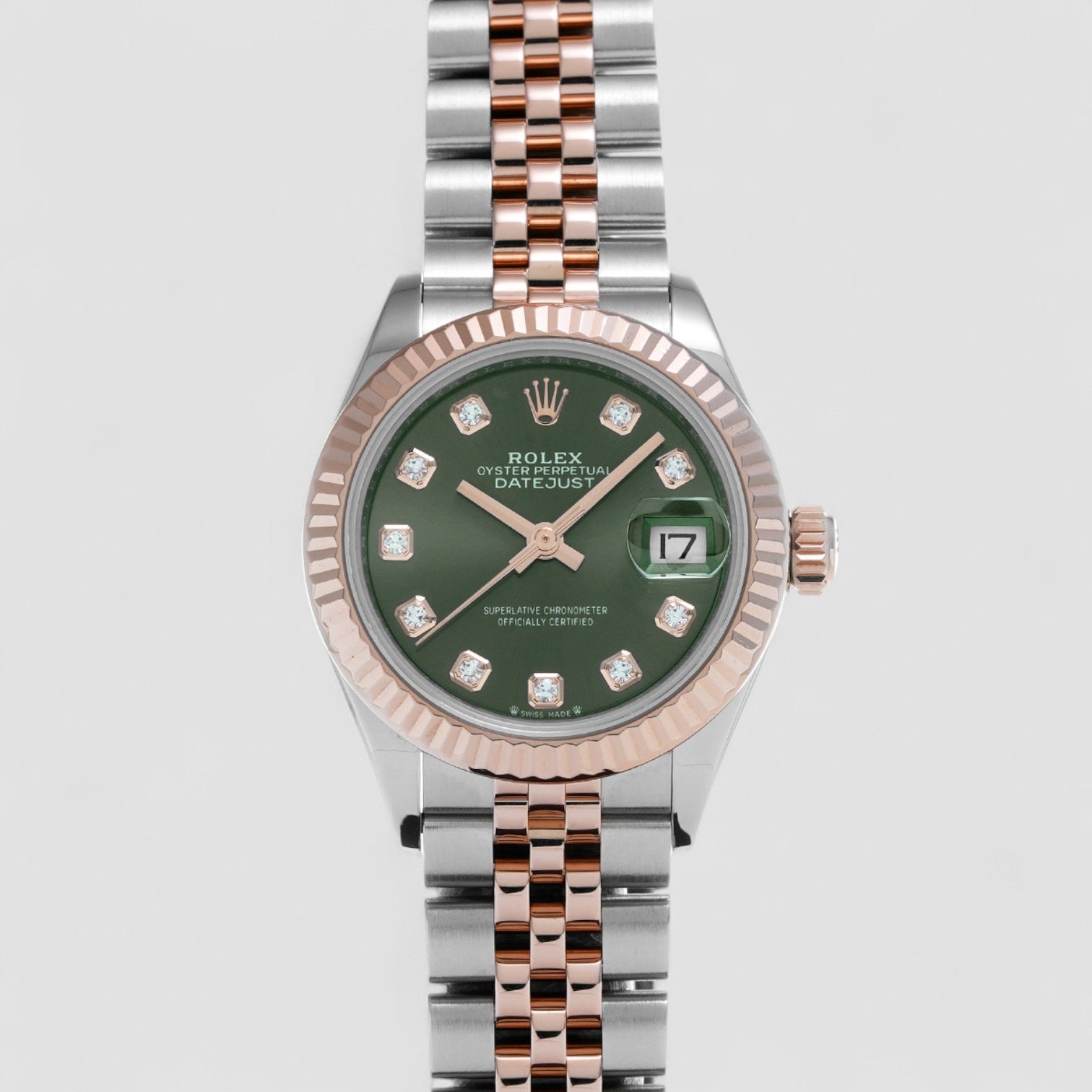 Lady-Datejust Olive Green Diamond Steel & Rose Gold
