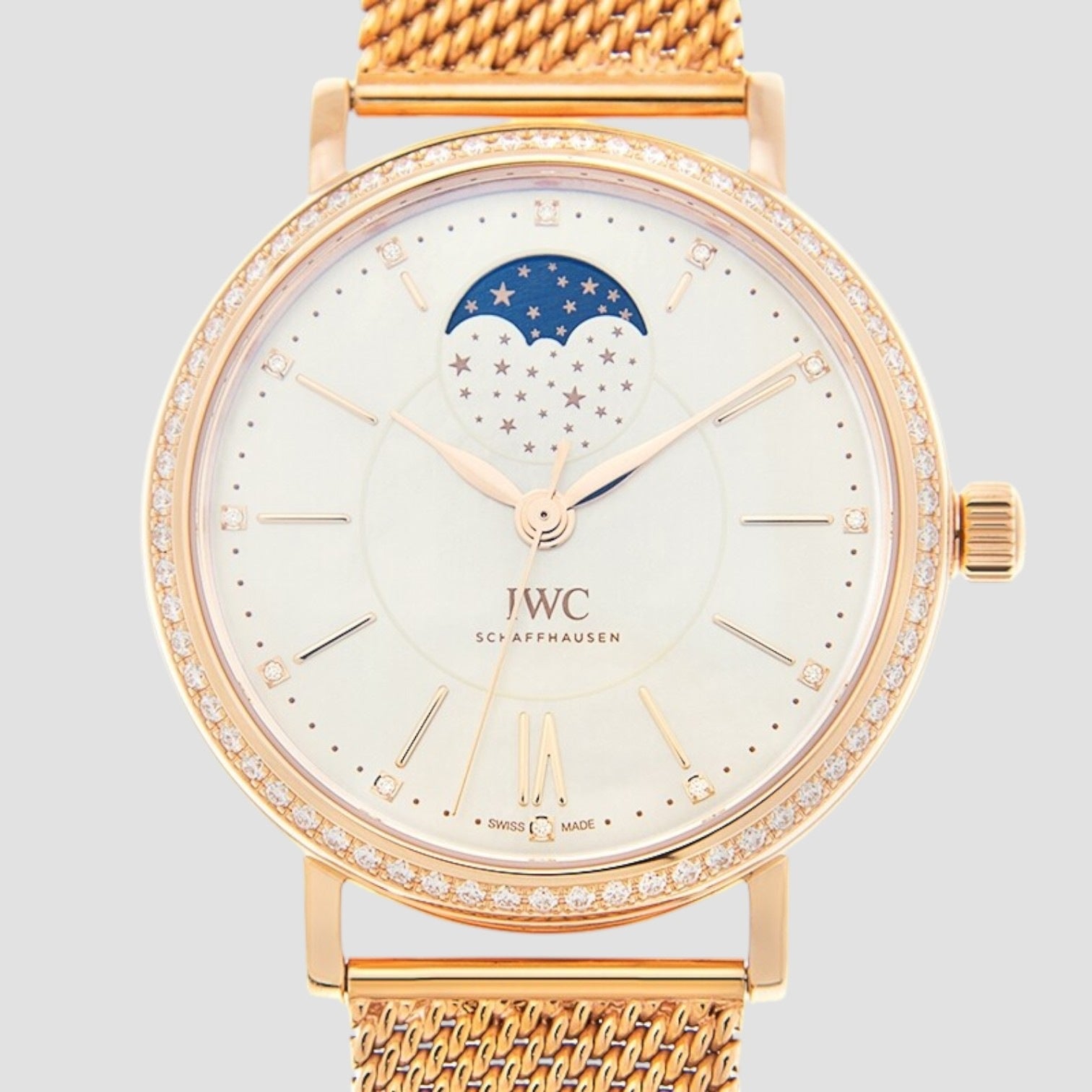 Portofino Mother of Pearl Dial Diamond 18k Rose Gold Automatic Unisex Watch