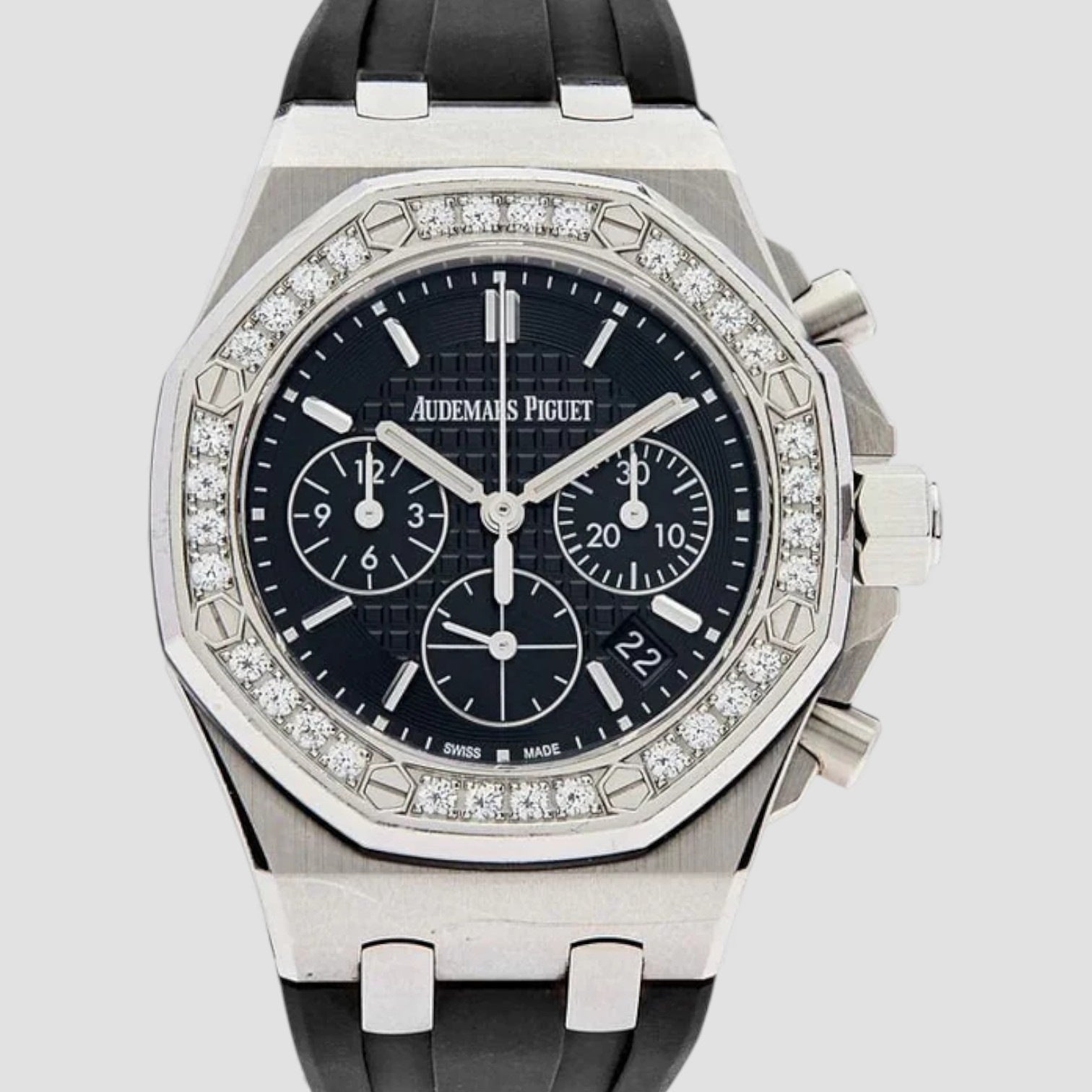 Royal Oak Offshore 'Lady' Stainless Steel Black Dial Diamond Bezel