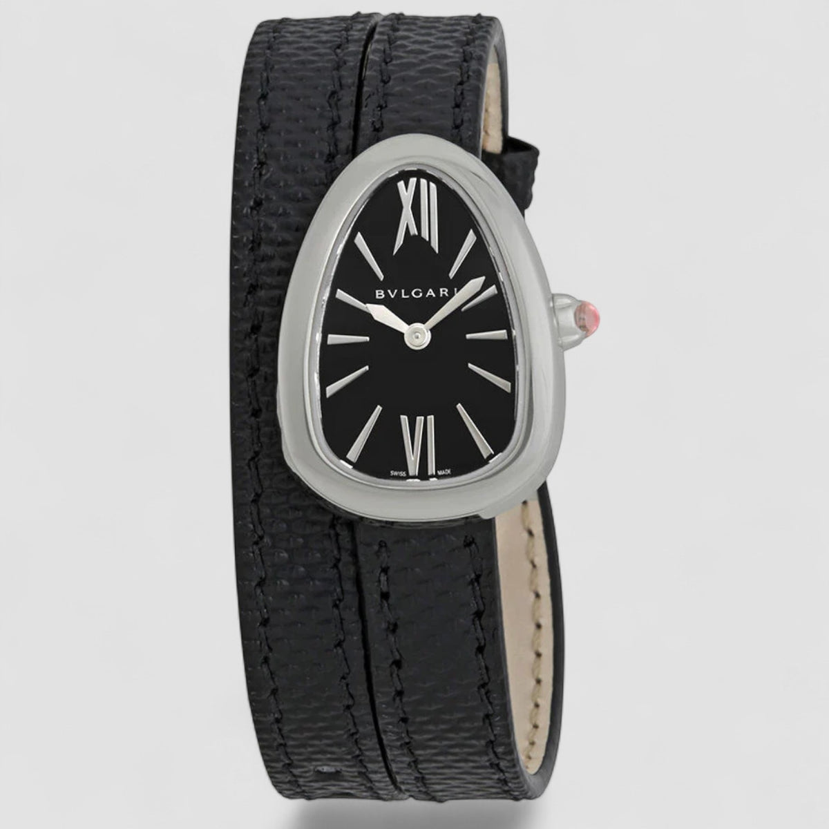 Bulgari Serpenti Black Dial Ladies Double Wrap Leather Watch  display picture 3