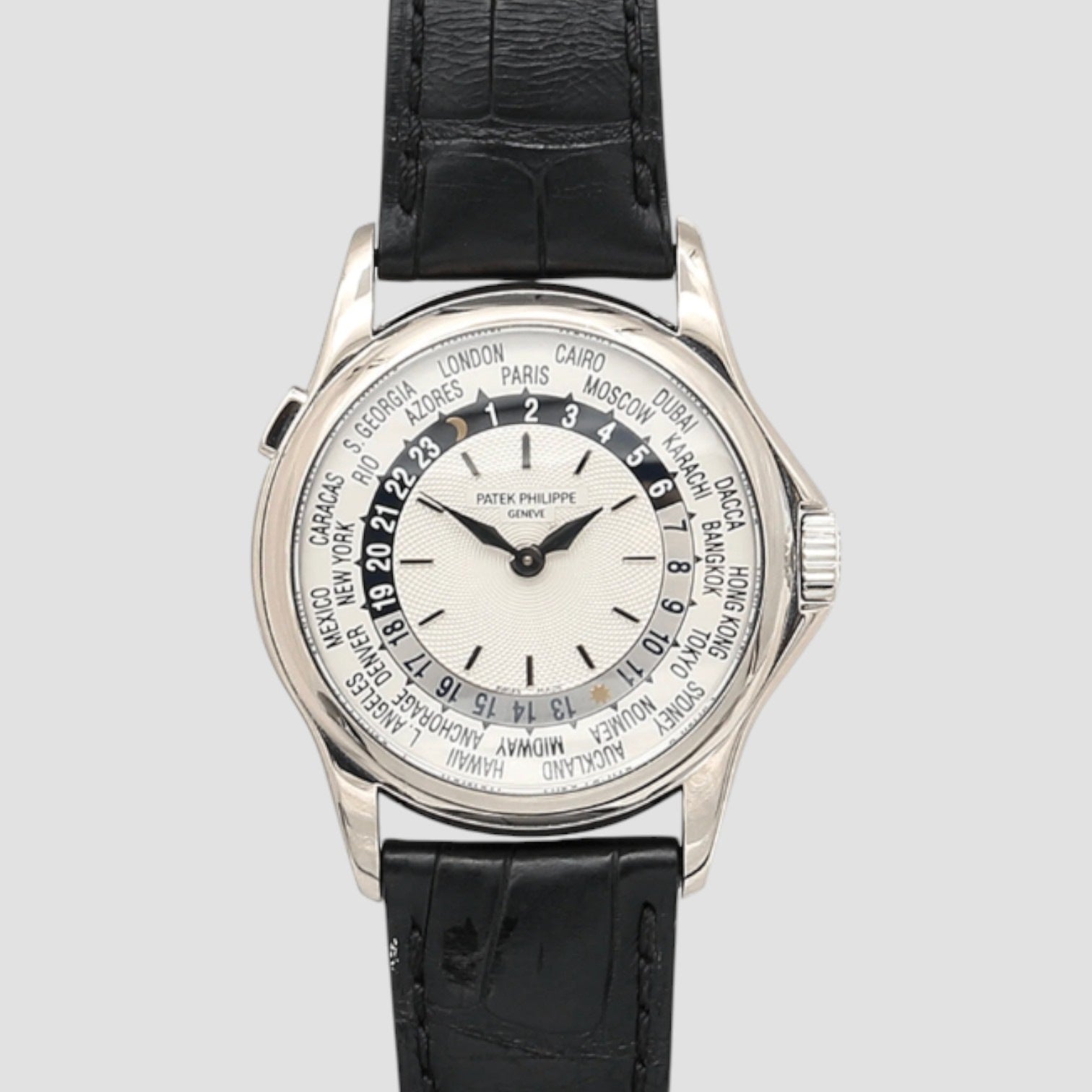 World Time Automatic White Gold Mens Watch