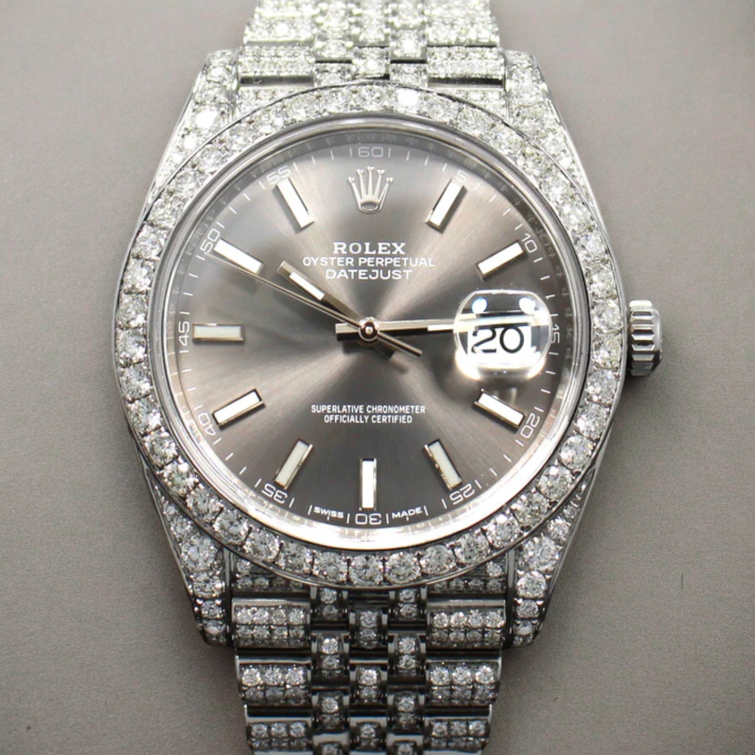Datejust 41 Full Iced out – Diamonds – Grey Dial – Jubilee