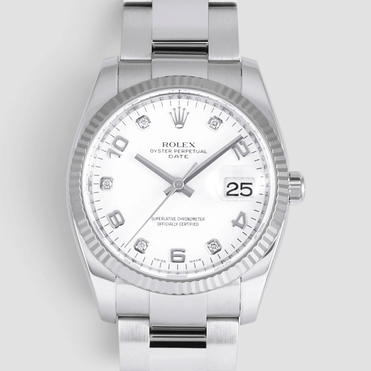 Oyster Perpetual Date 34 White Diamond Dial