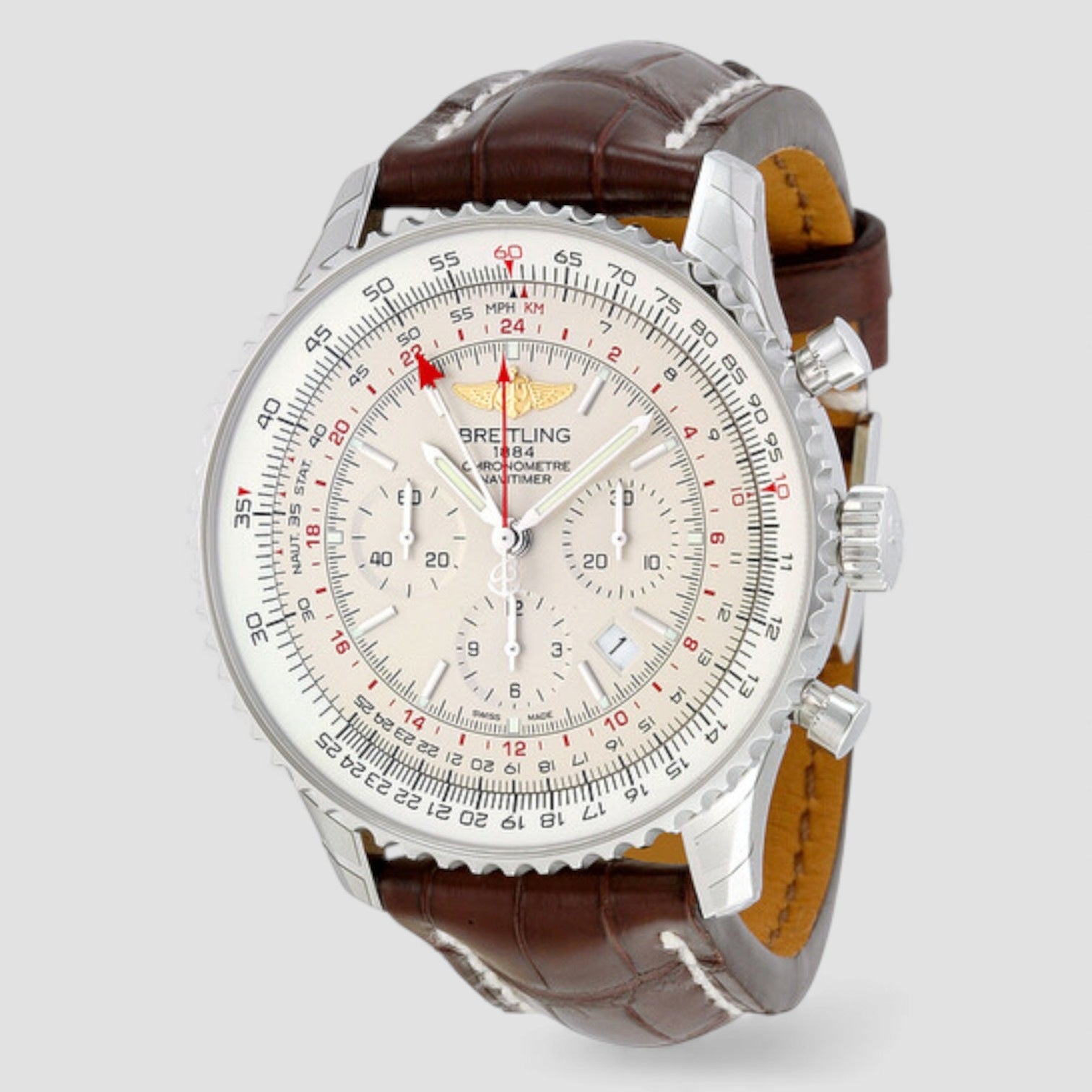 Navitimer GMT Chronograph Automatic Chronometer Silver Dial Men's Watch