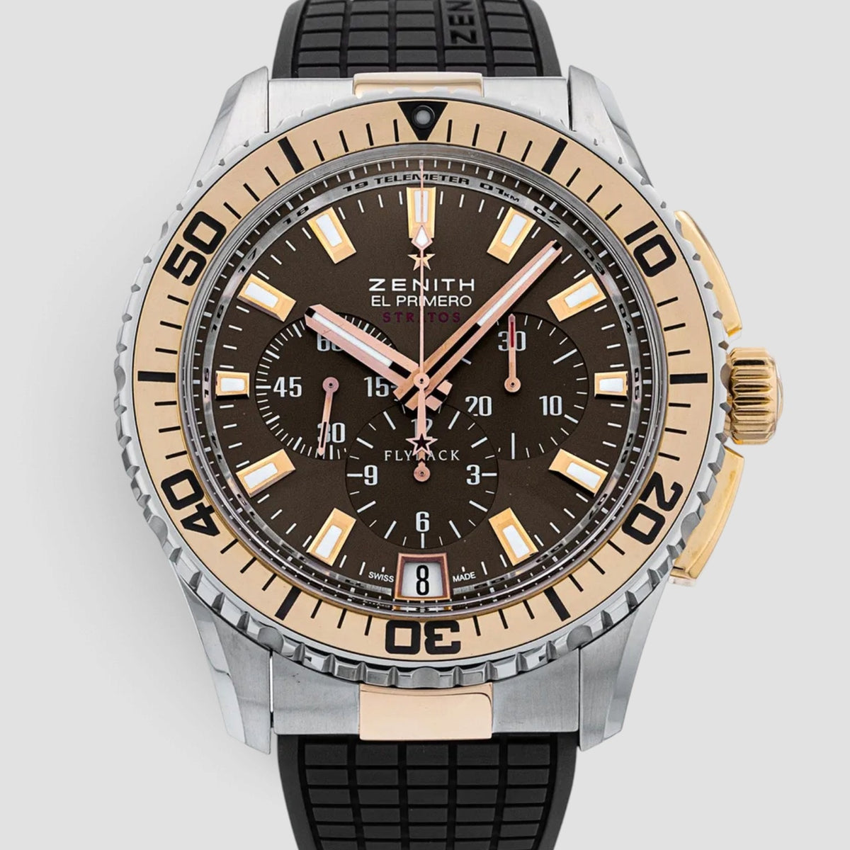 El Primero Stratos Flyback Chronograph Steel & Rose Gold Brown Dial