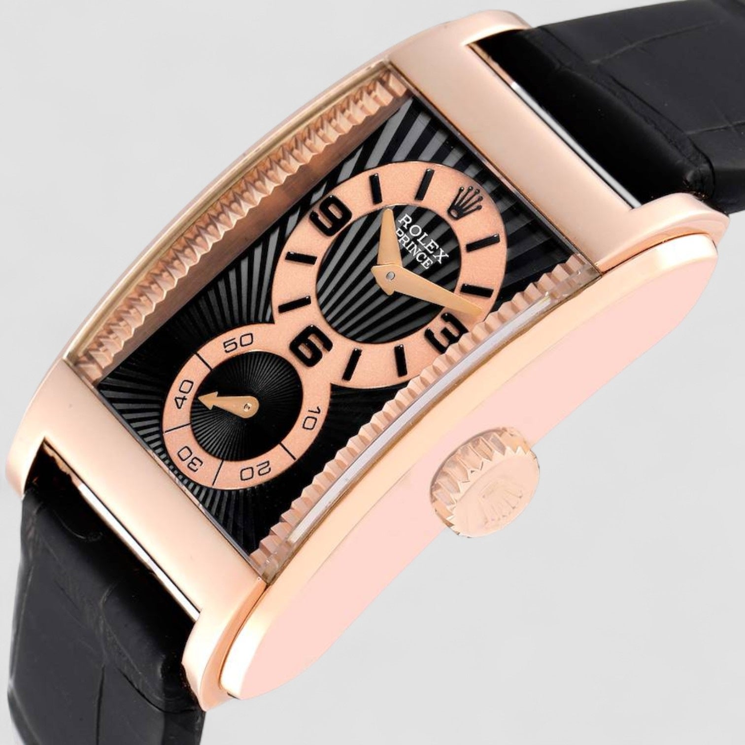 Cellini Prince 18K Rose Gold Black Dial Mens Watch