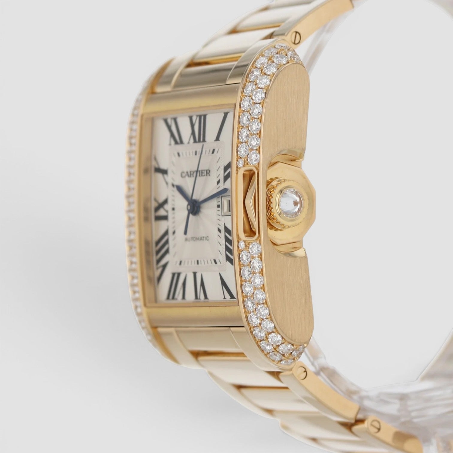 Tank Anglaise Automatic 18K Yellow Gold Diamond-Set