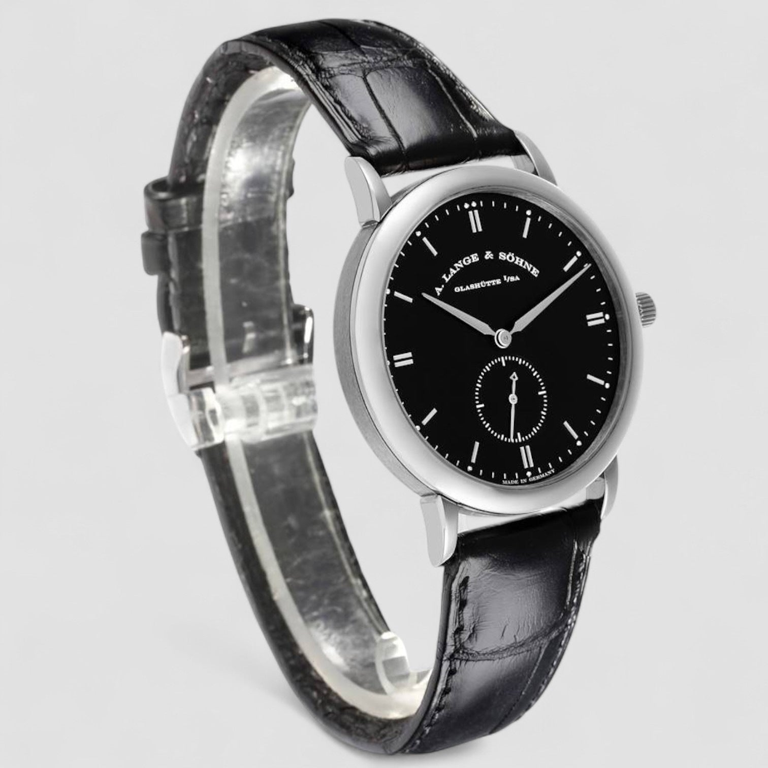 Saxonia White Gold Black Dial Mens Watch