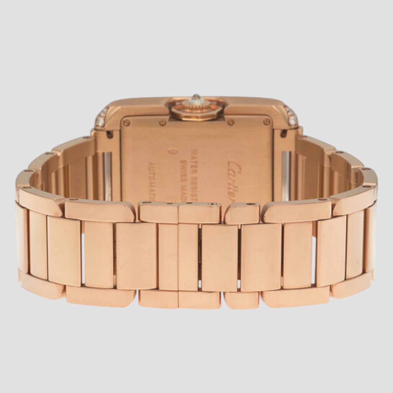 Tank Anglaise Silver Dial 18kt Pink Gold Men's Watch