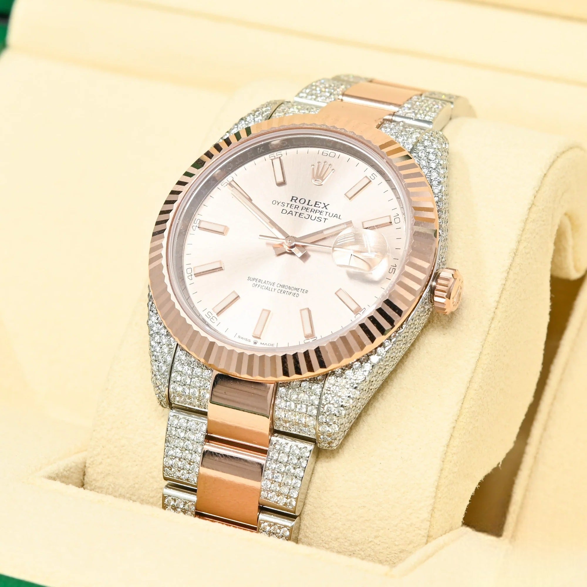 DATEJUST 41MM - SUNDUST FLUTED EVEROSE ICED out