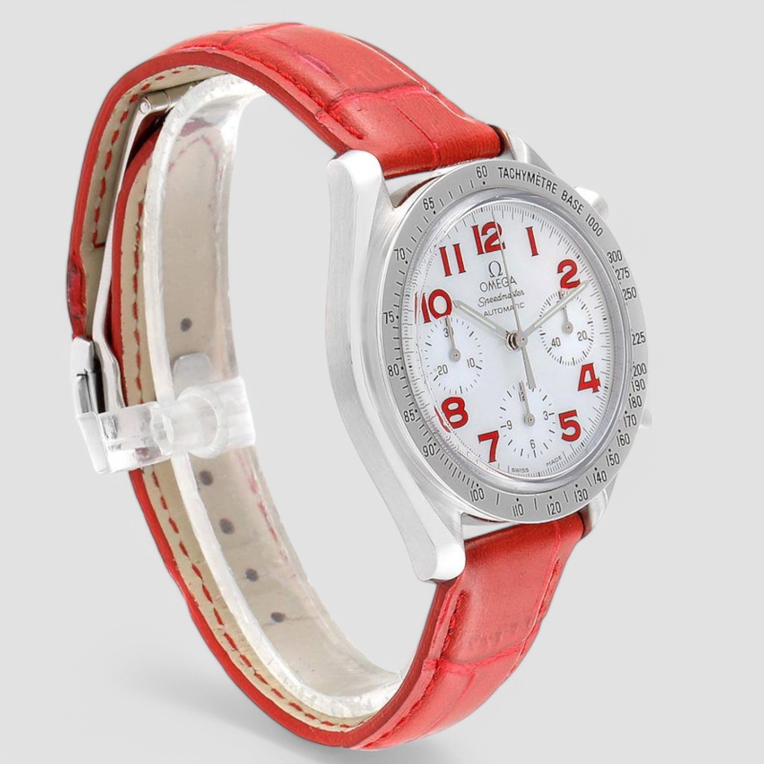 Speedmaster Mother of Pearl Red Strap Ladies Watch