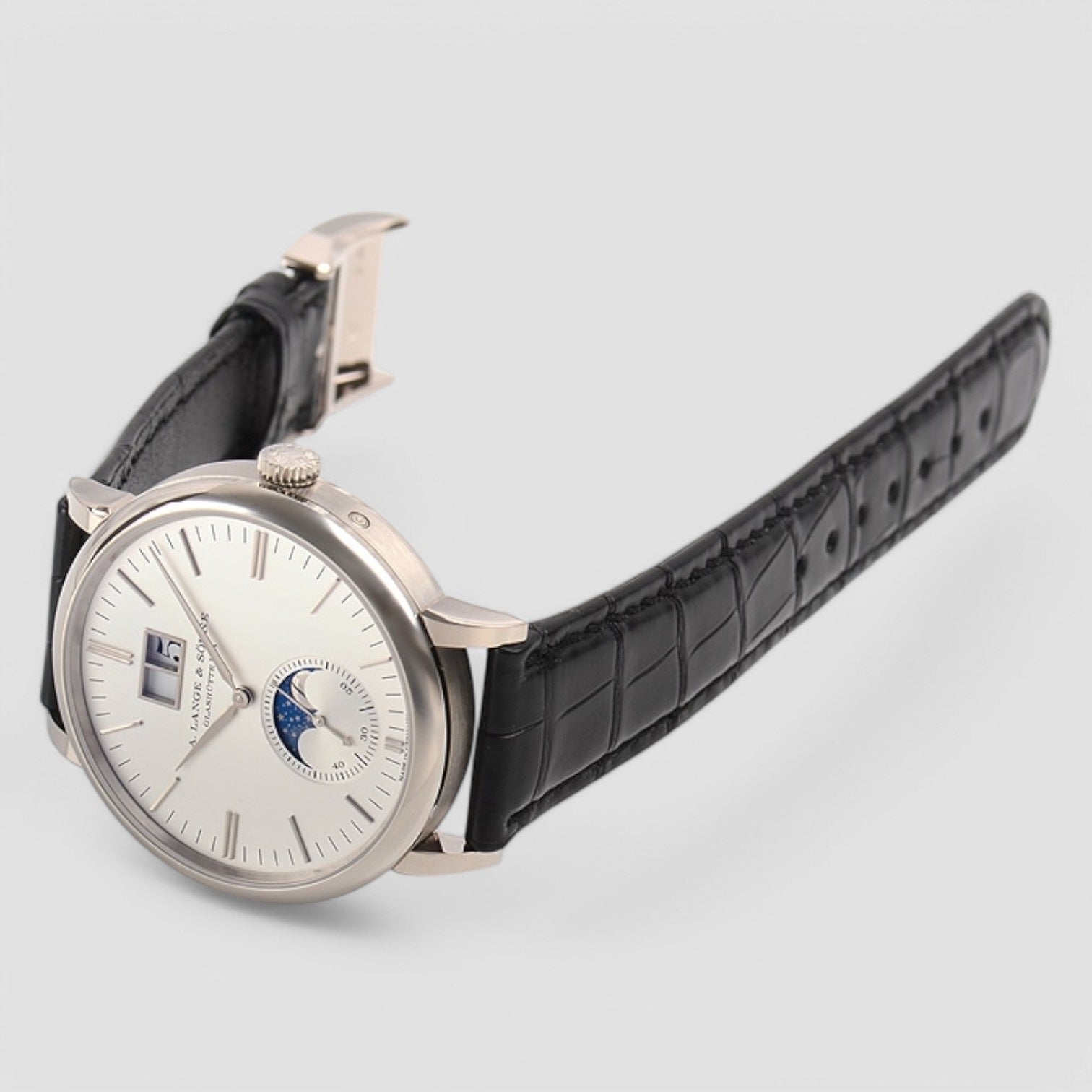 Saxonia Moon Phase Automatik 18K White Gold / Silver Dial