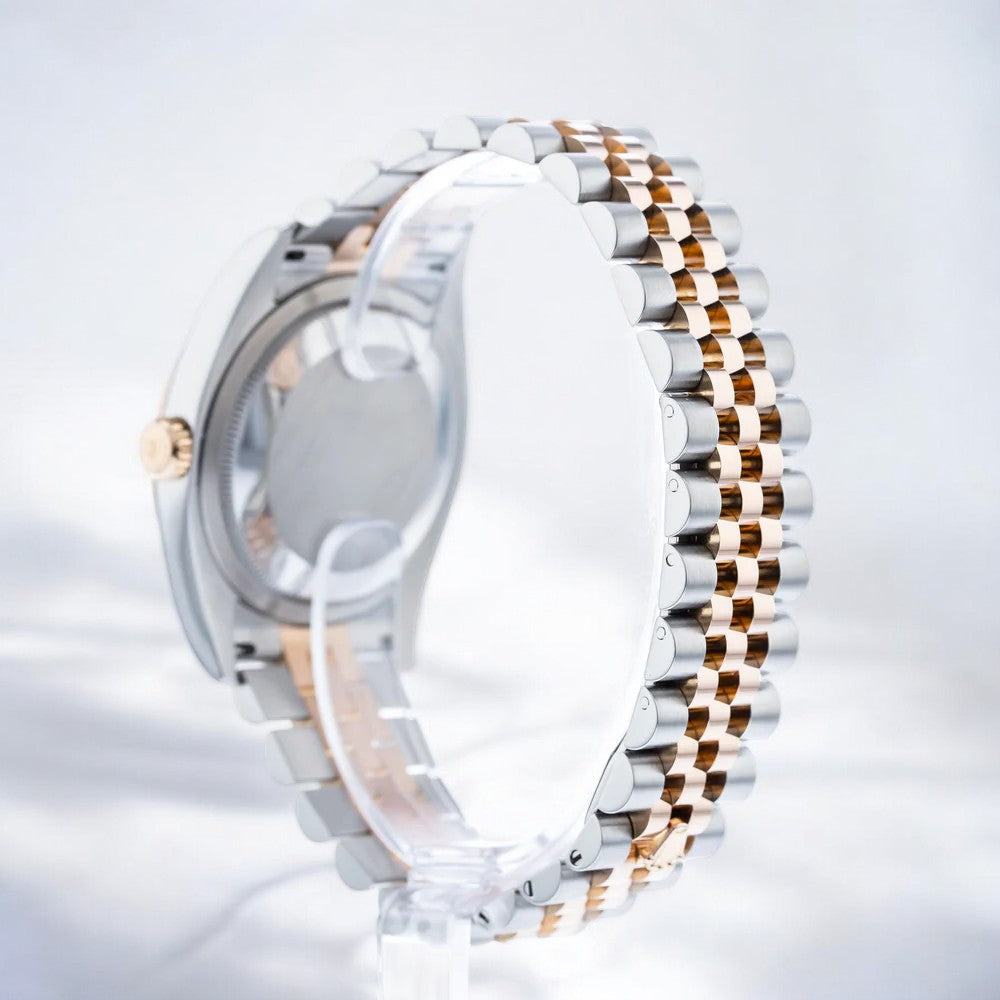 Datejust 36mm Everose Gold & Steel Black Roman Dial and Fluted Bezel