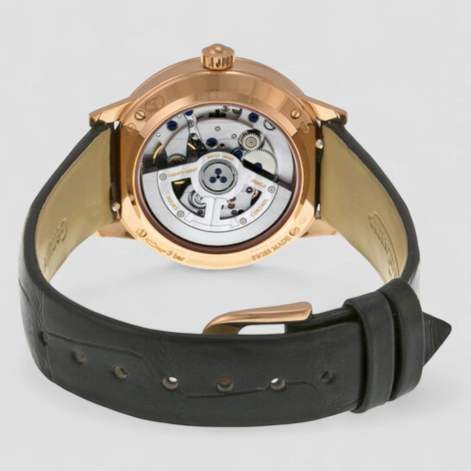 Rendez-Vous Silver Dial 18kt Rose Gold Black Leather Ladies Watch
