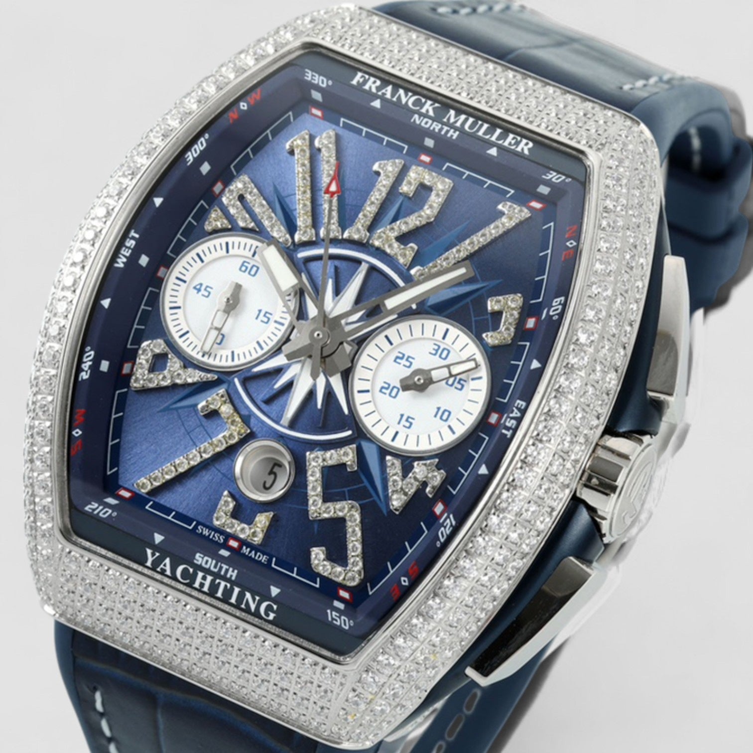Vanguard Yachting Steel Chronograph Date Blue Iced out