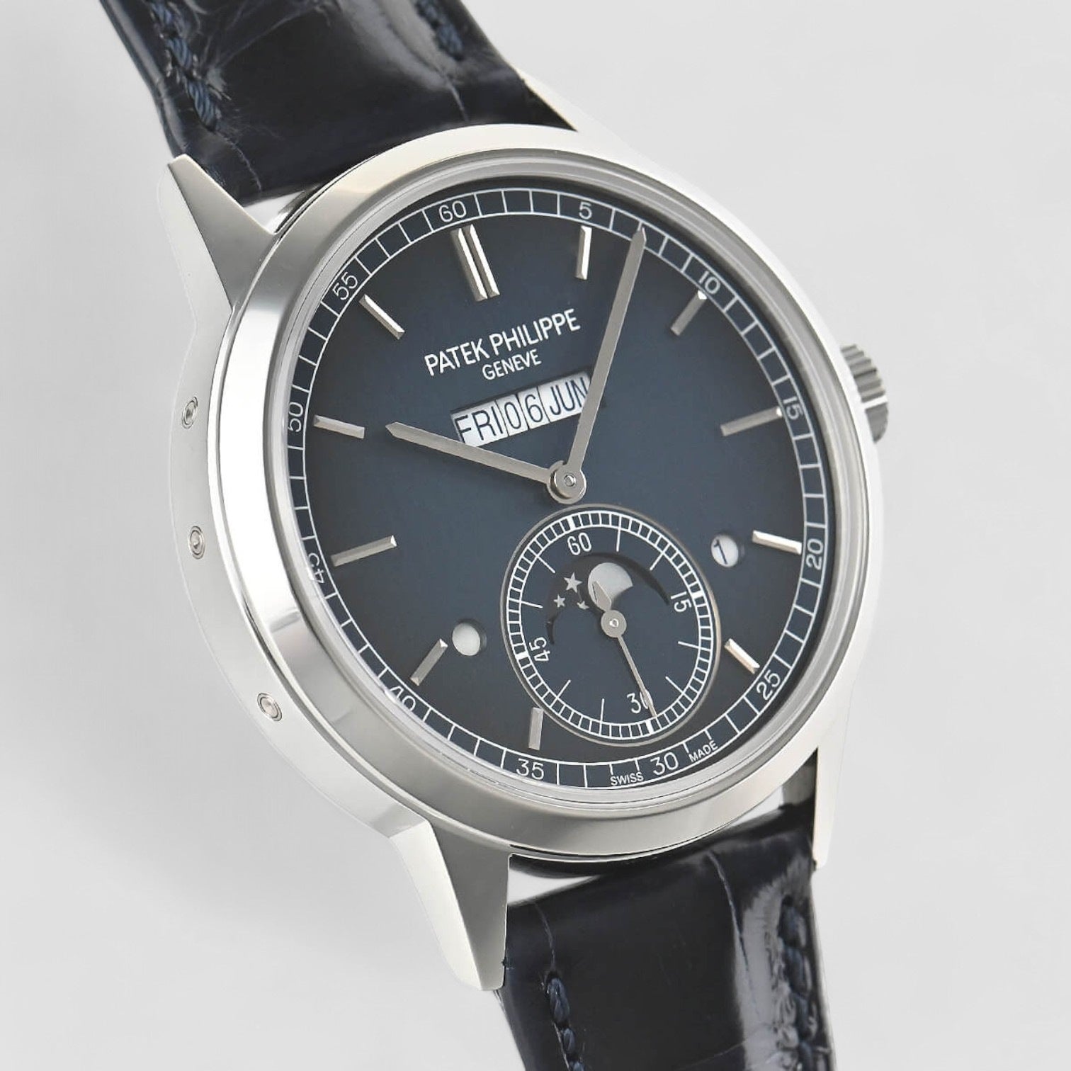 In Line Perpetual Calendar Platinum Blue Dial