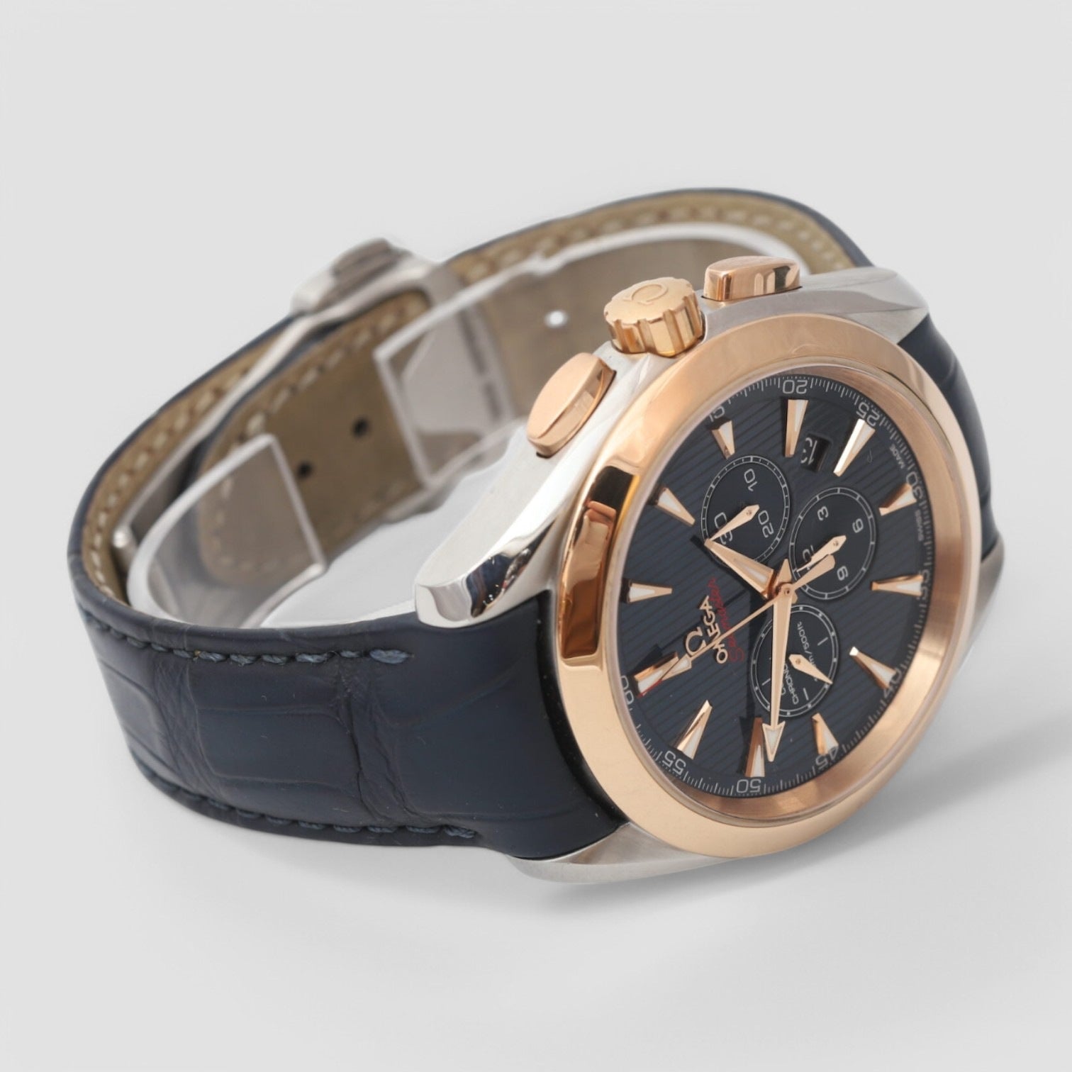 Seamaster Aqua Terra Olympic Blue Dial Blue Leather Men's Watch