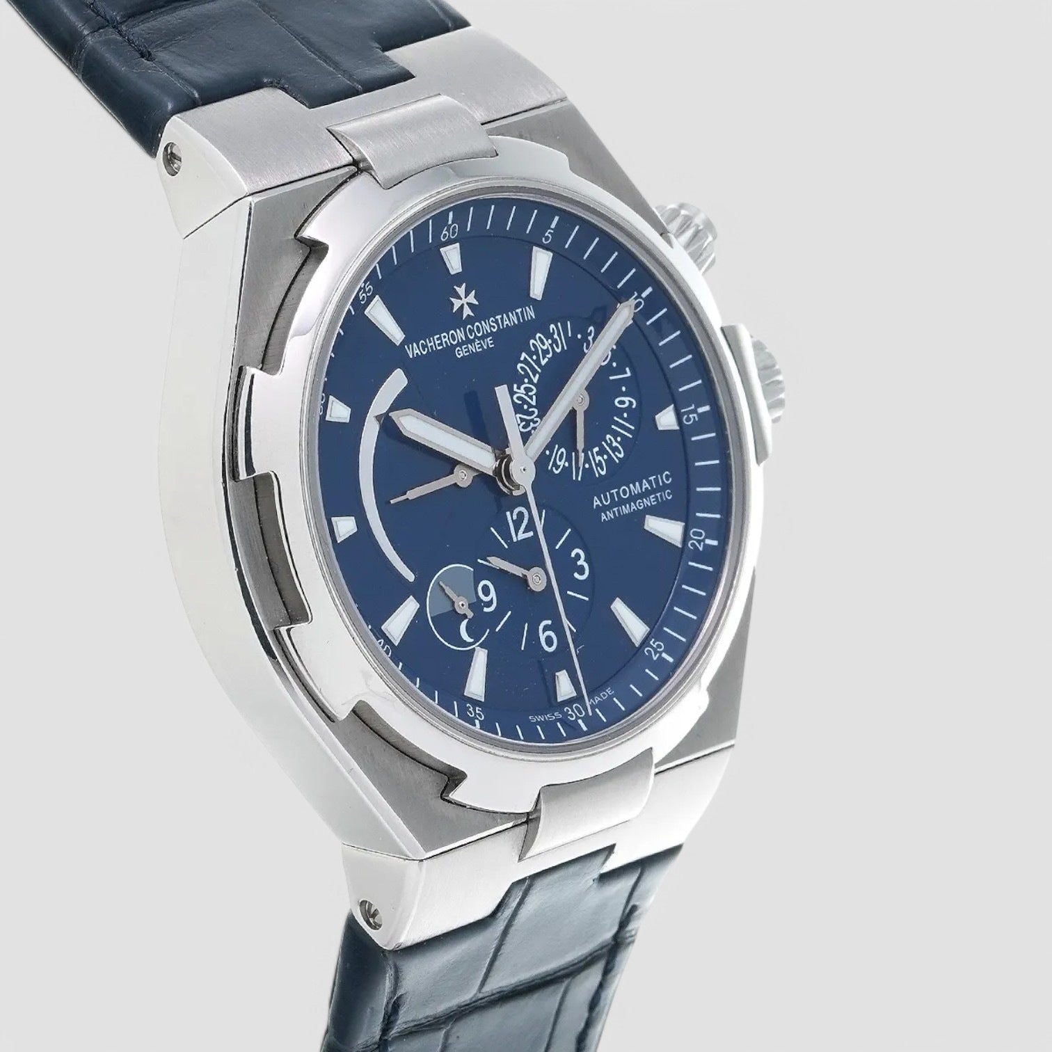 Overseas 47450 Dual Time SS Blue Dial