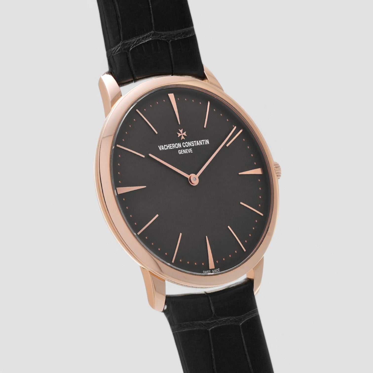 Patrimony Grey Dial 18k Pink Gold Manual Men's Watch