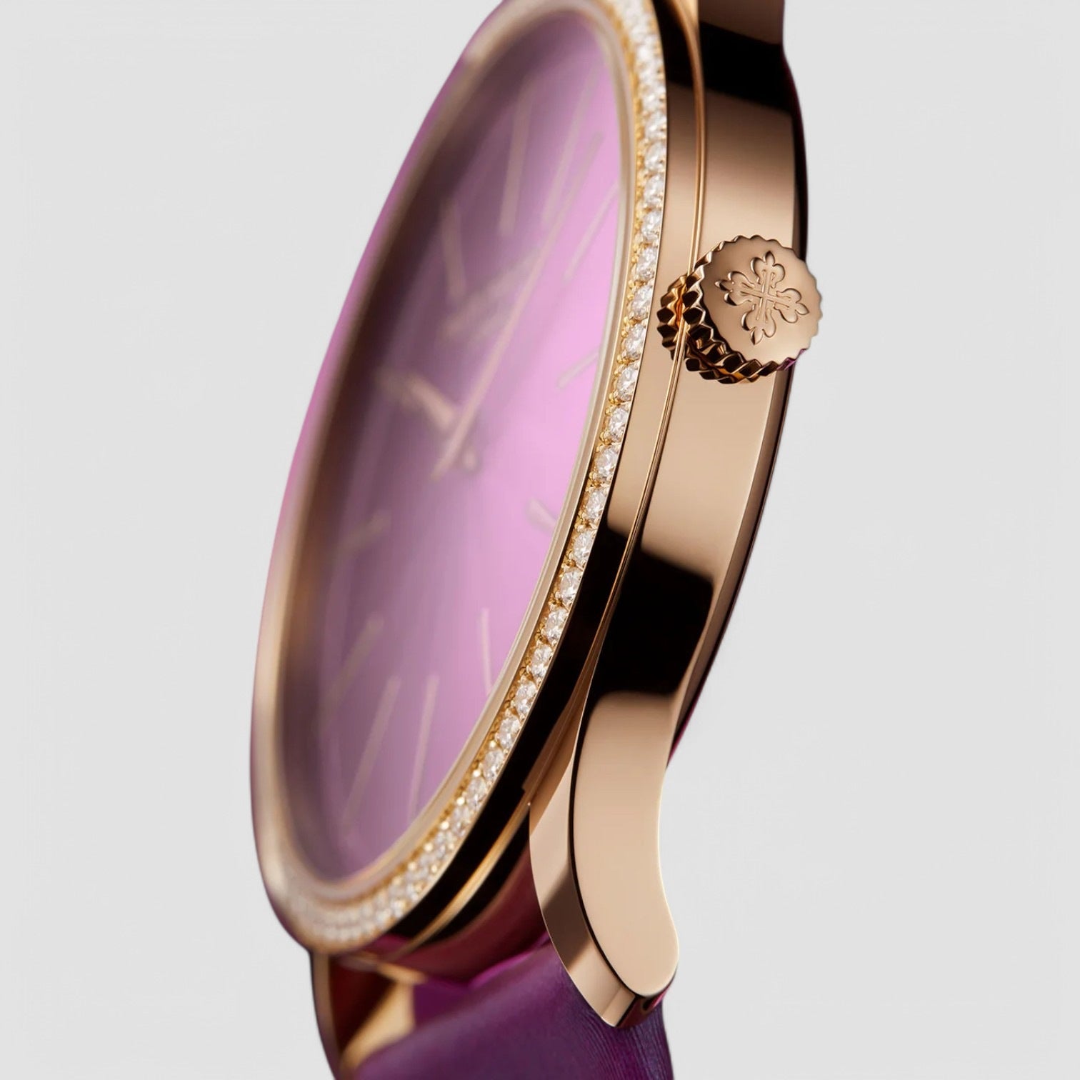 Calatrava Ladies Joaillerie Rose Gold Purple Dial