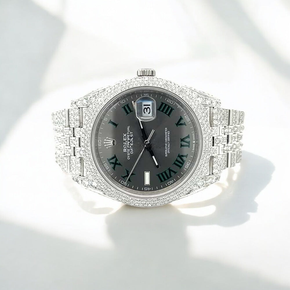 Datejust 41 – Jubilee – “Wimbledon” Dial – Custom Diamond-Set (Pavé Bezel) - Iced Out