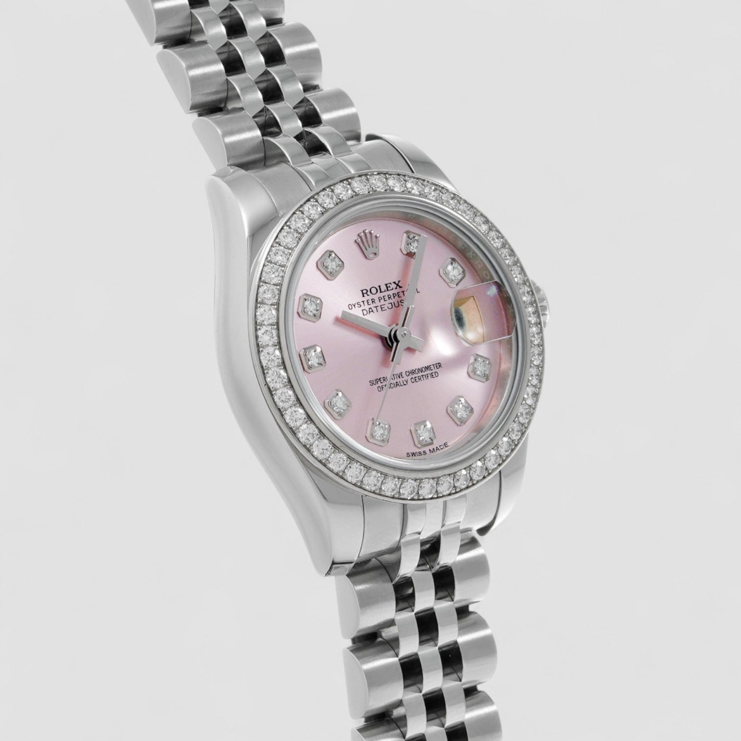 Datejust Steel Pink Gold Crystal Diamond Ladies Watch