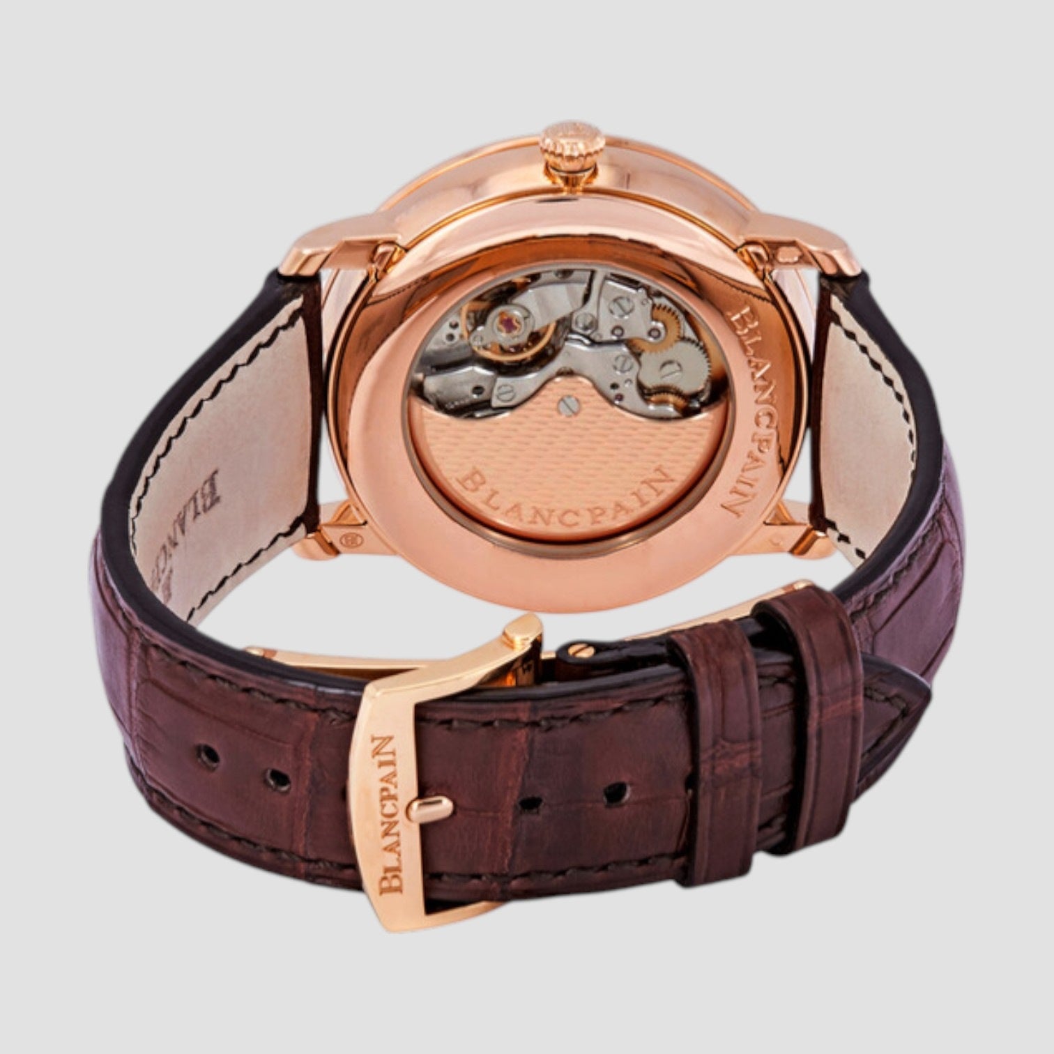 Villeret Silver Dial 18kt Rose Gold Brown Leather Men's Watch