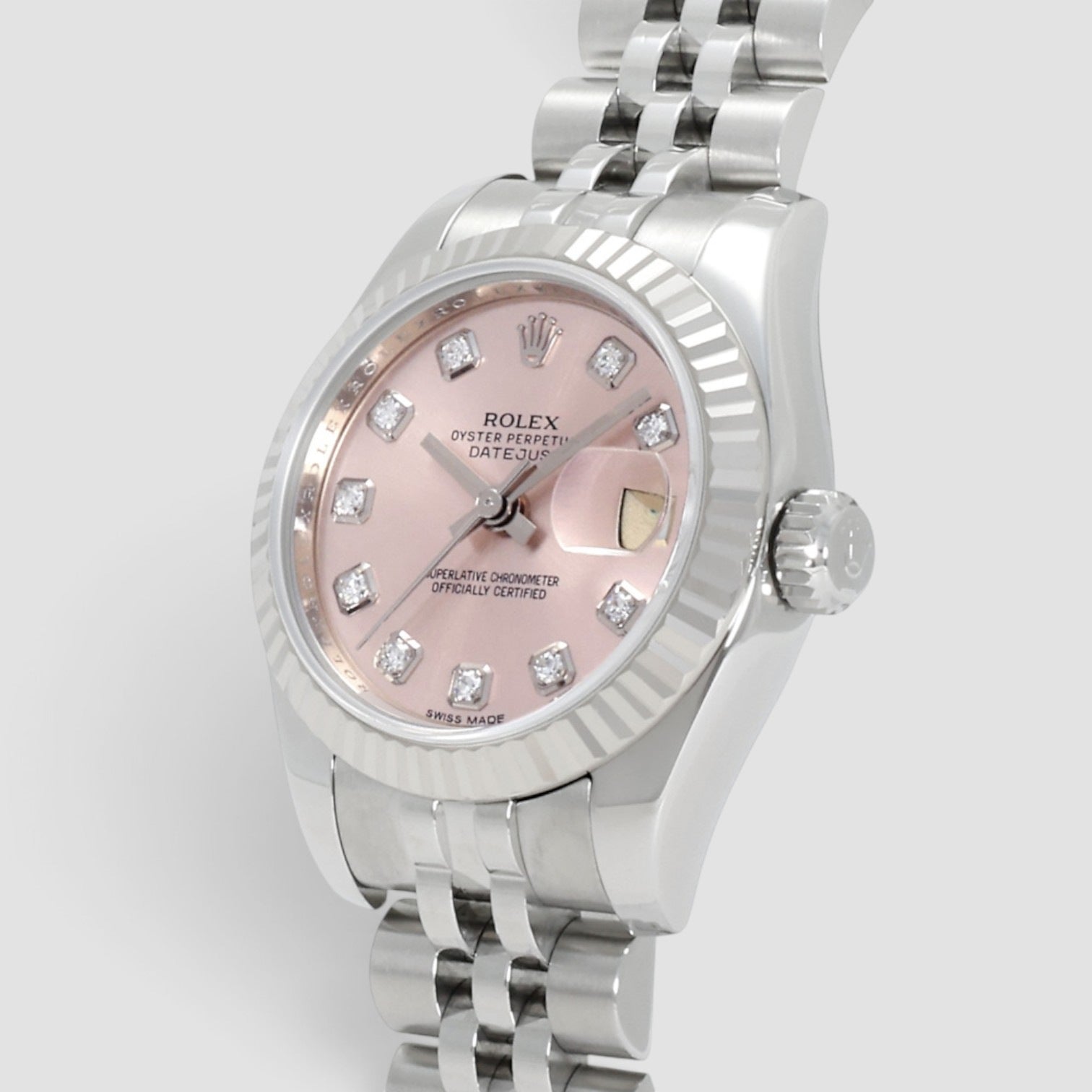 Lady-Datejust 26mm Steel & White Gold Pink Diamond Dial