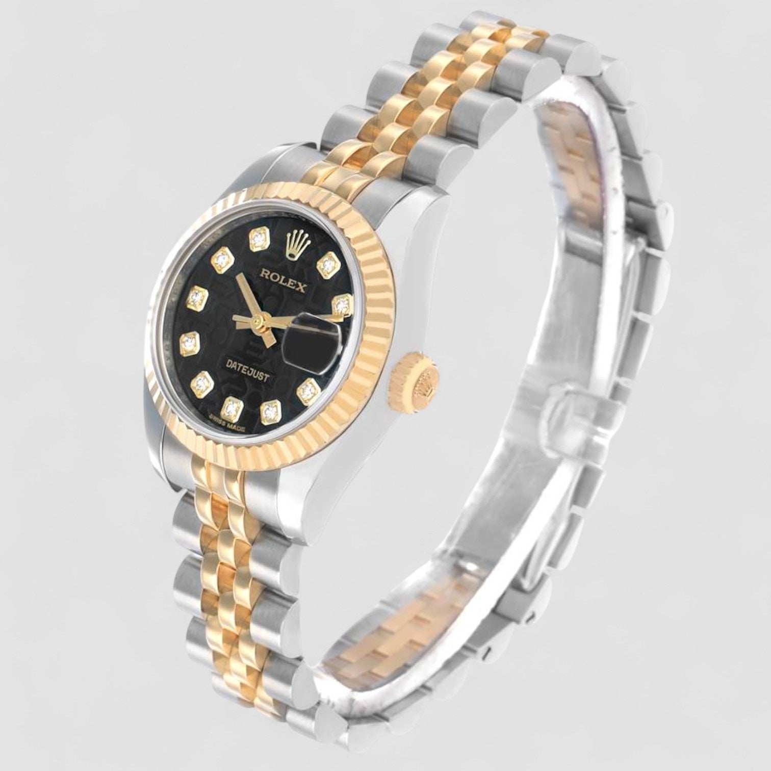 Lady DateJust Automatic Chronometer Diamond Black Dial Ladies Watch