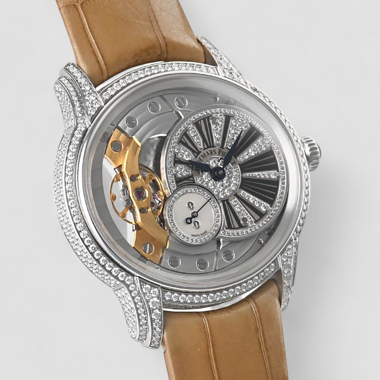 Millenary 39.5MM Skeleton Dial Leather Strap