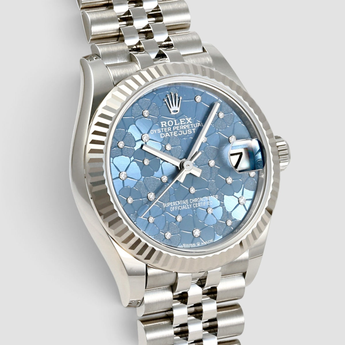 Datejust 31 Azzurro Blue Floral Motif Diamond Dial