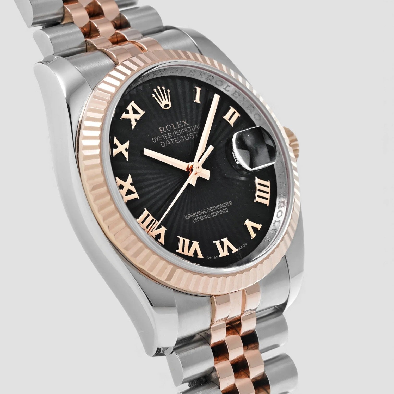 Datejust 18k Everose & Steel Black-dial