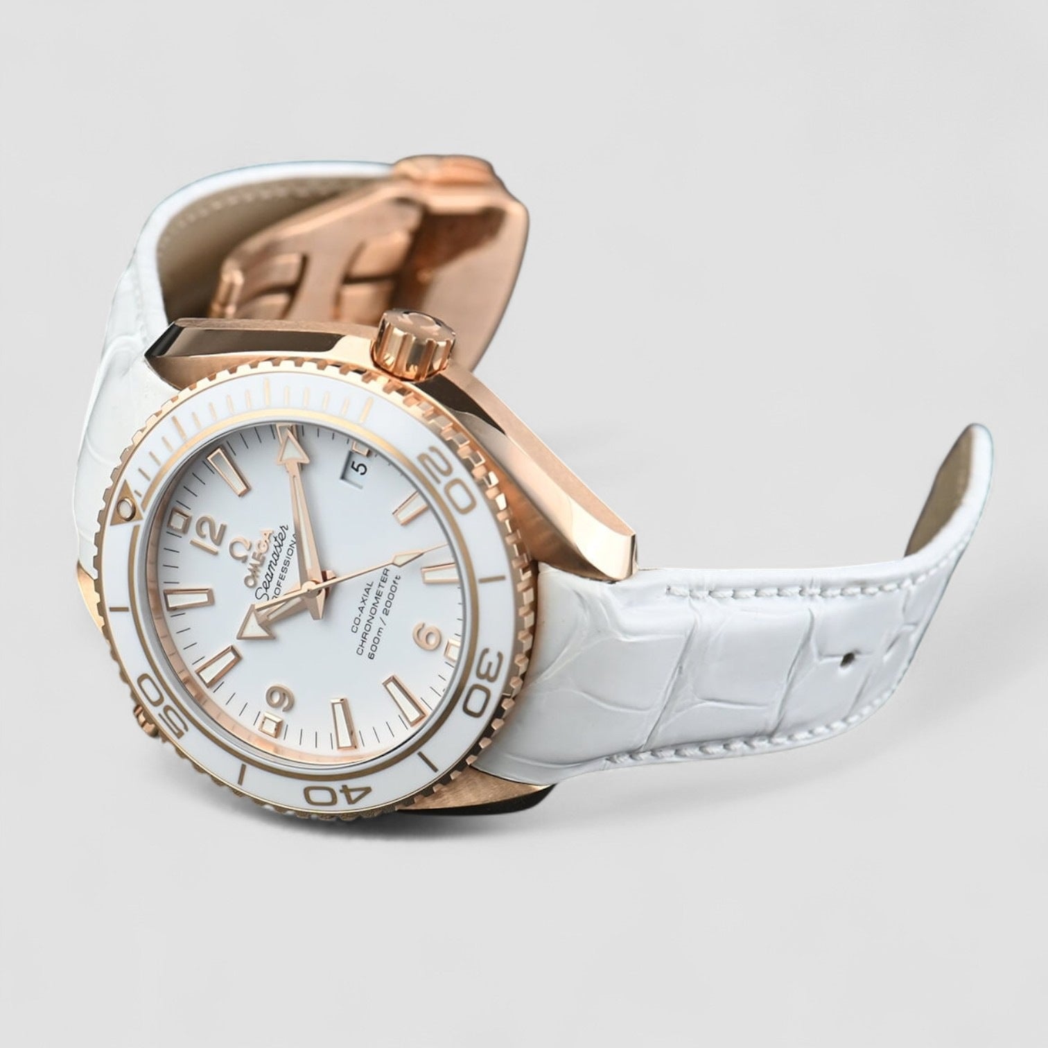 Seamaster Automatic White Dial 18kt Rose Gold Unisex Watch