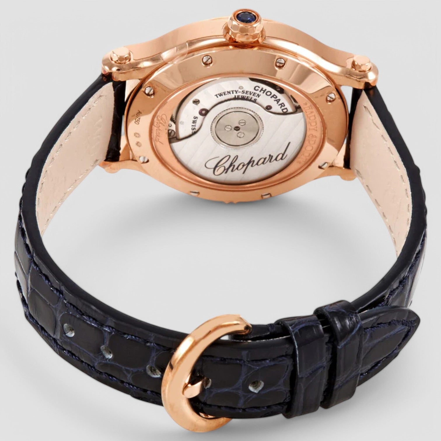 Happy Sport Oval 18kt Rose Gold Diamonds Hand Wind Ladies Watch