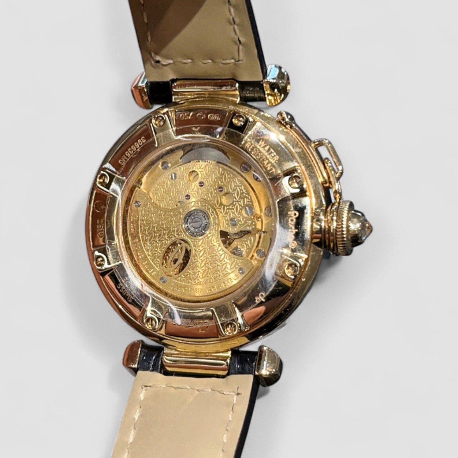 Pasha YG Diamond Bezel Black Leather Silver 32mm