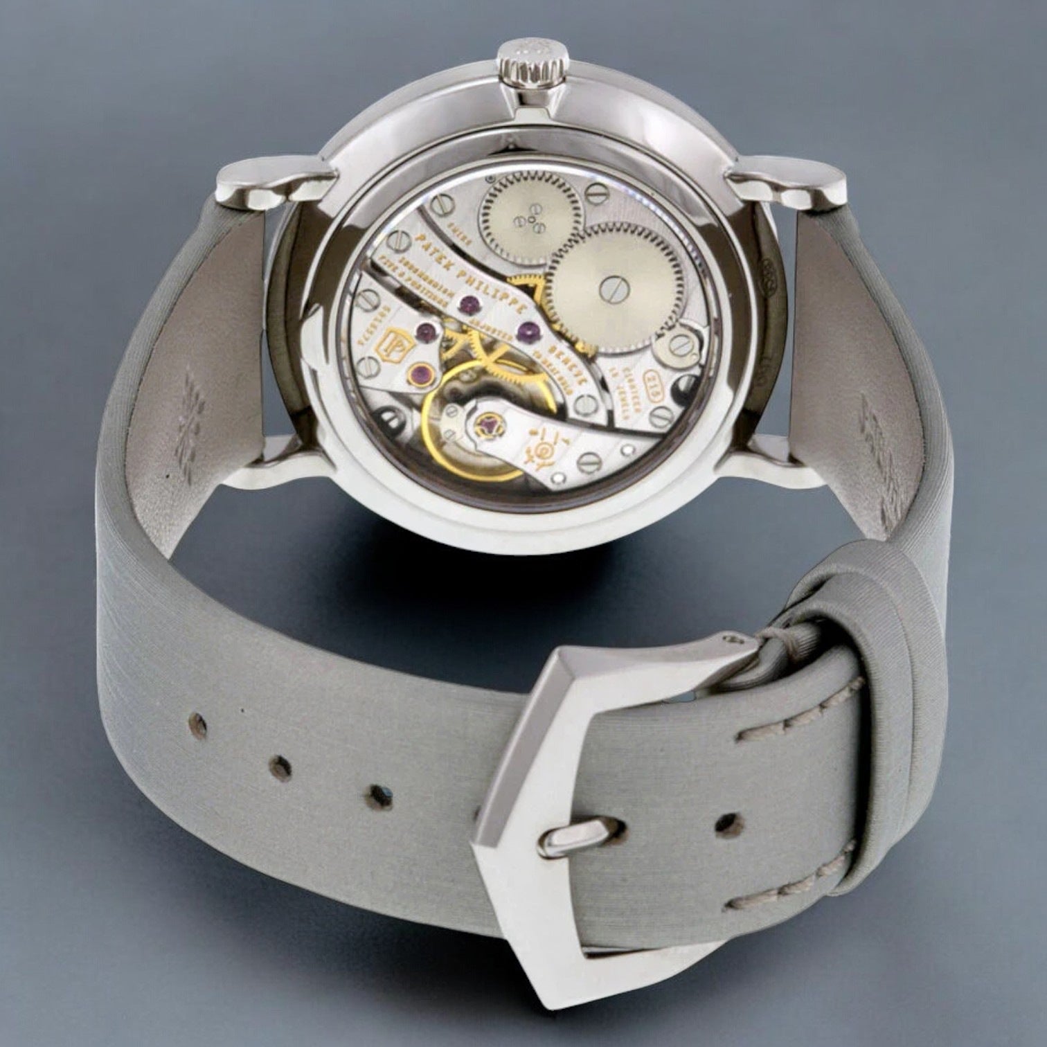 Calatrava cream guilloche dial 18kt white gold diamond