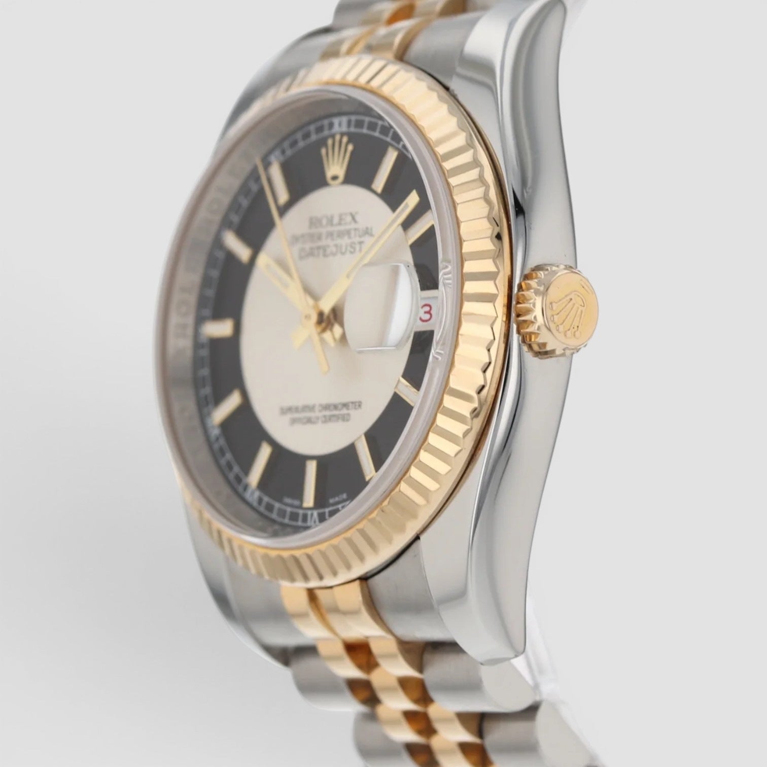 Datejust 36 Jubilee Stainless Steel & Yellow Gold Watch Tuxedo Index Dial