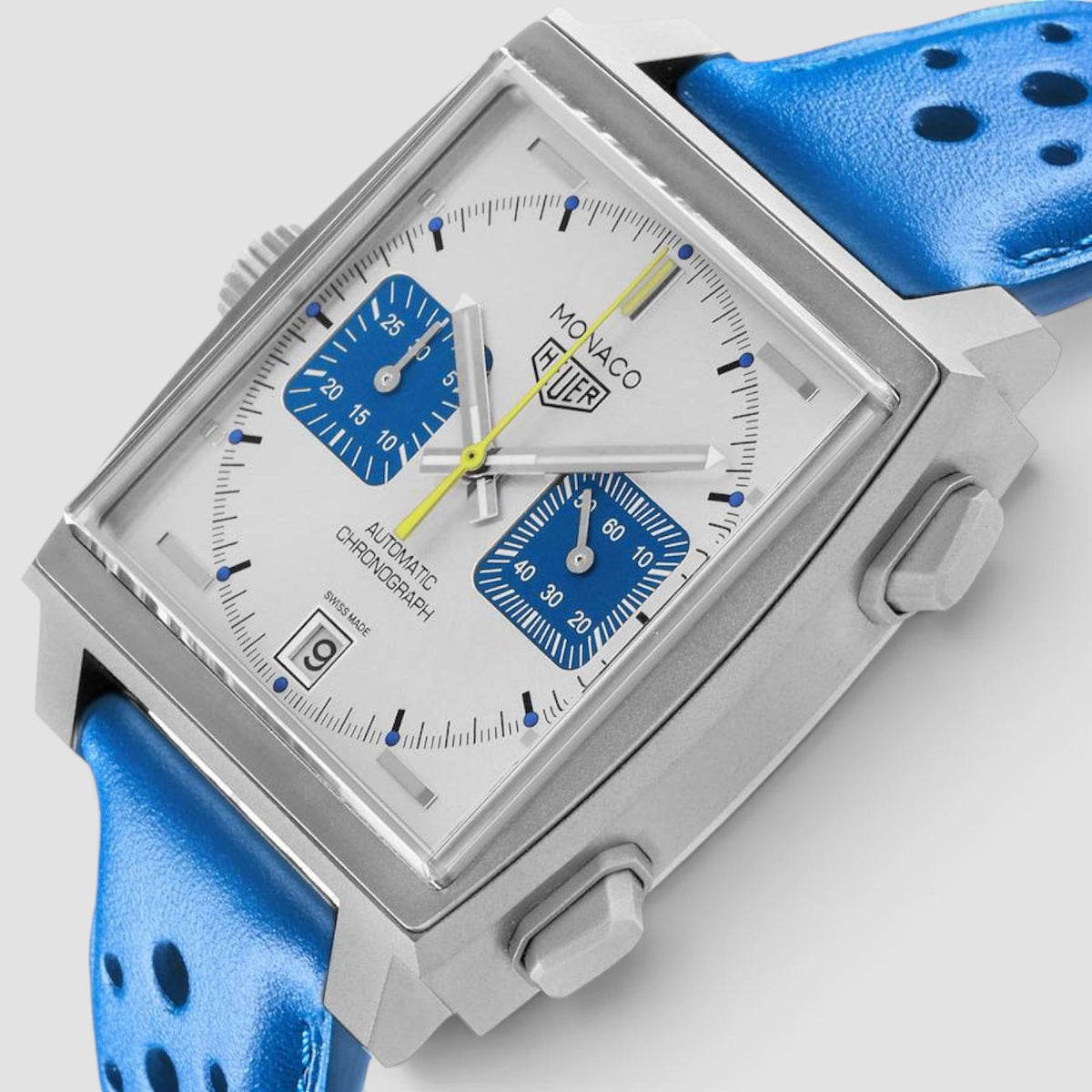 Monaco French Racing Silver Dial Titanium Chronograph
