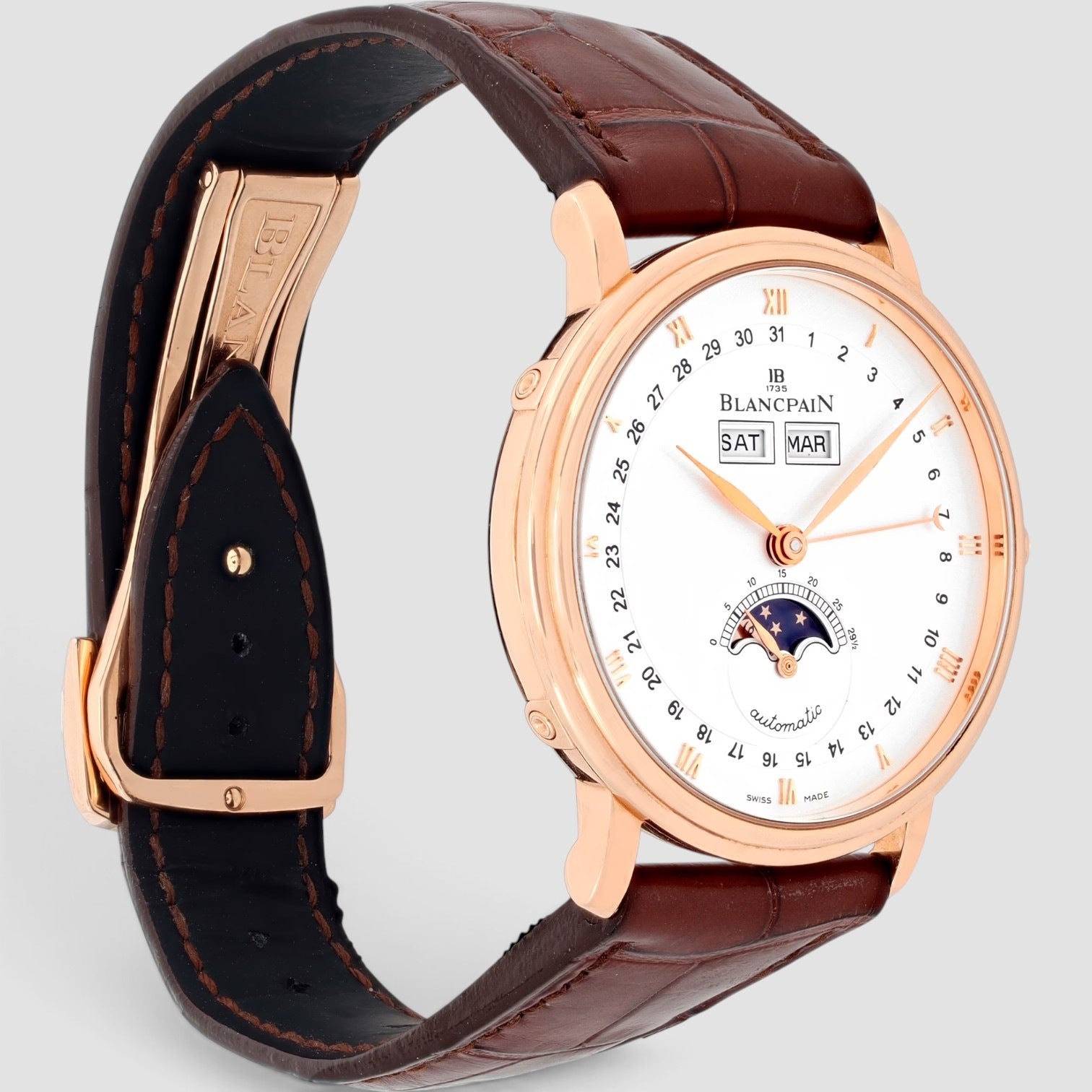 Villeret Quantième Complet 38mm Rose Gold Silver Dial